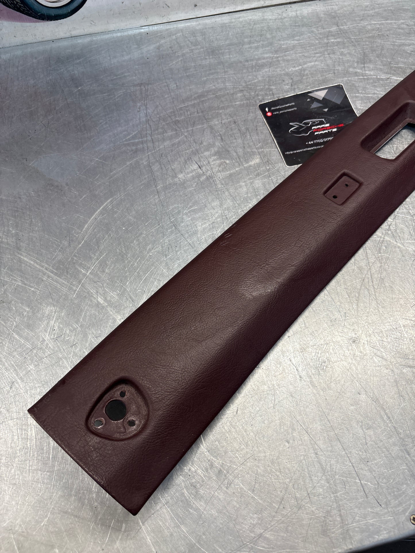 Porsche 944 / 968 front windshield panel trim, used, burgundy 94455503700