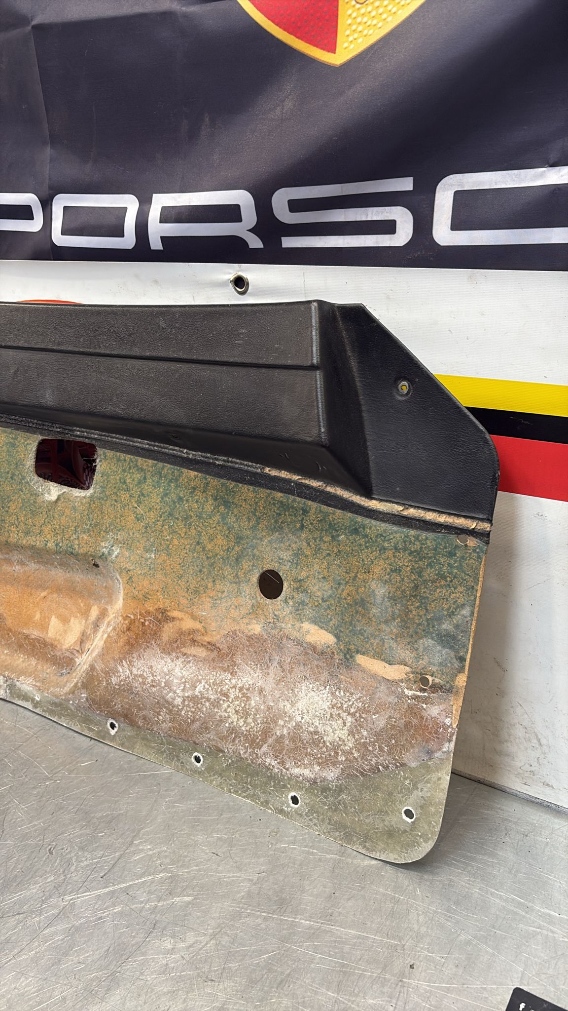 Porsche 924 / 944 early left manual Used door card, black, 477867011 no fabric!