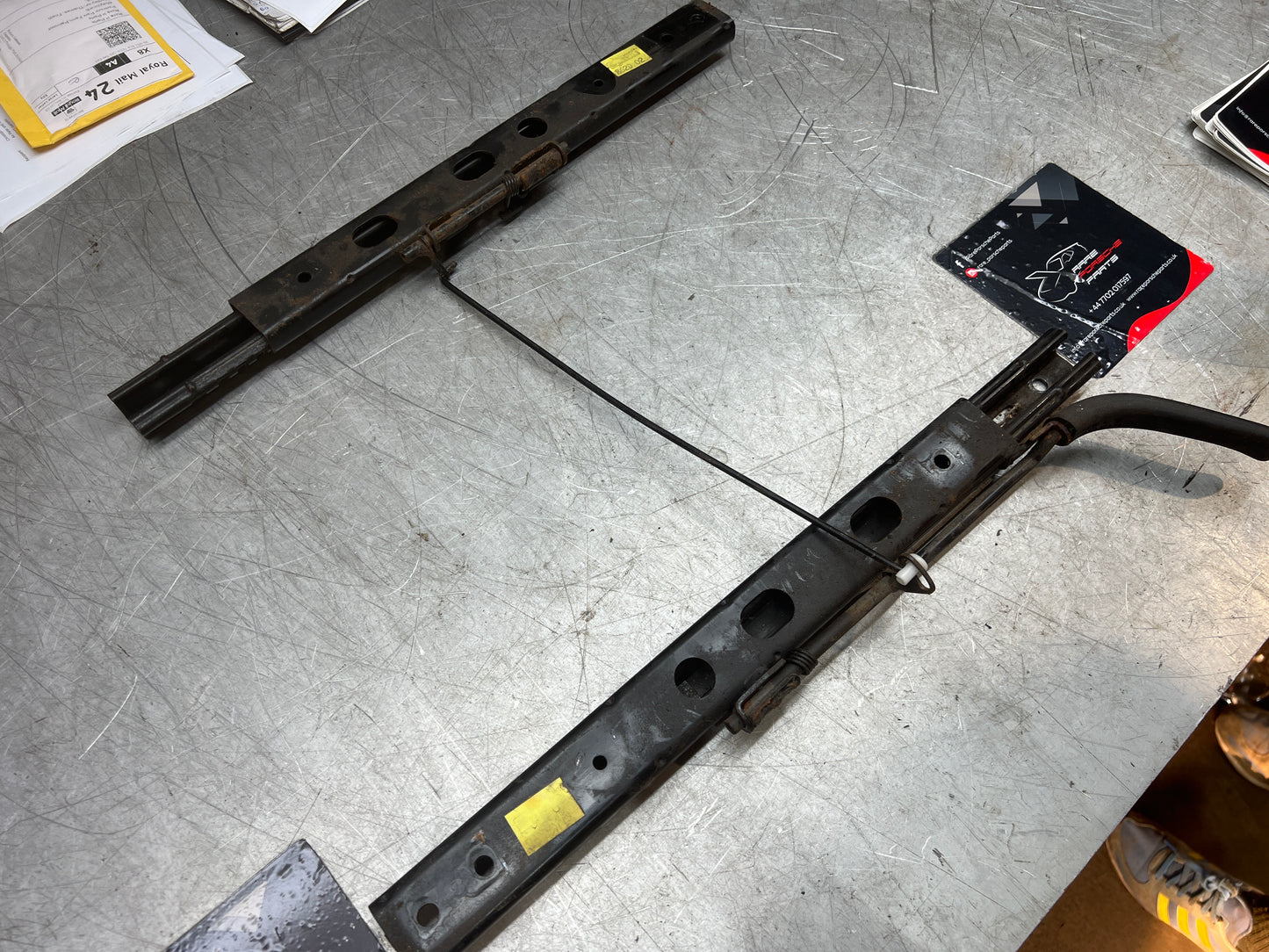 Porsche 944/968 pair of late type seat runners, manual, left side, used