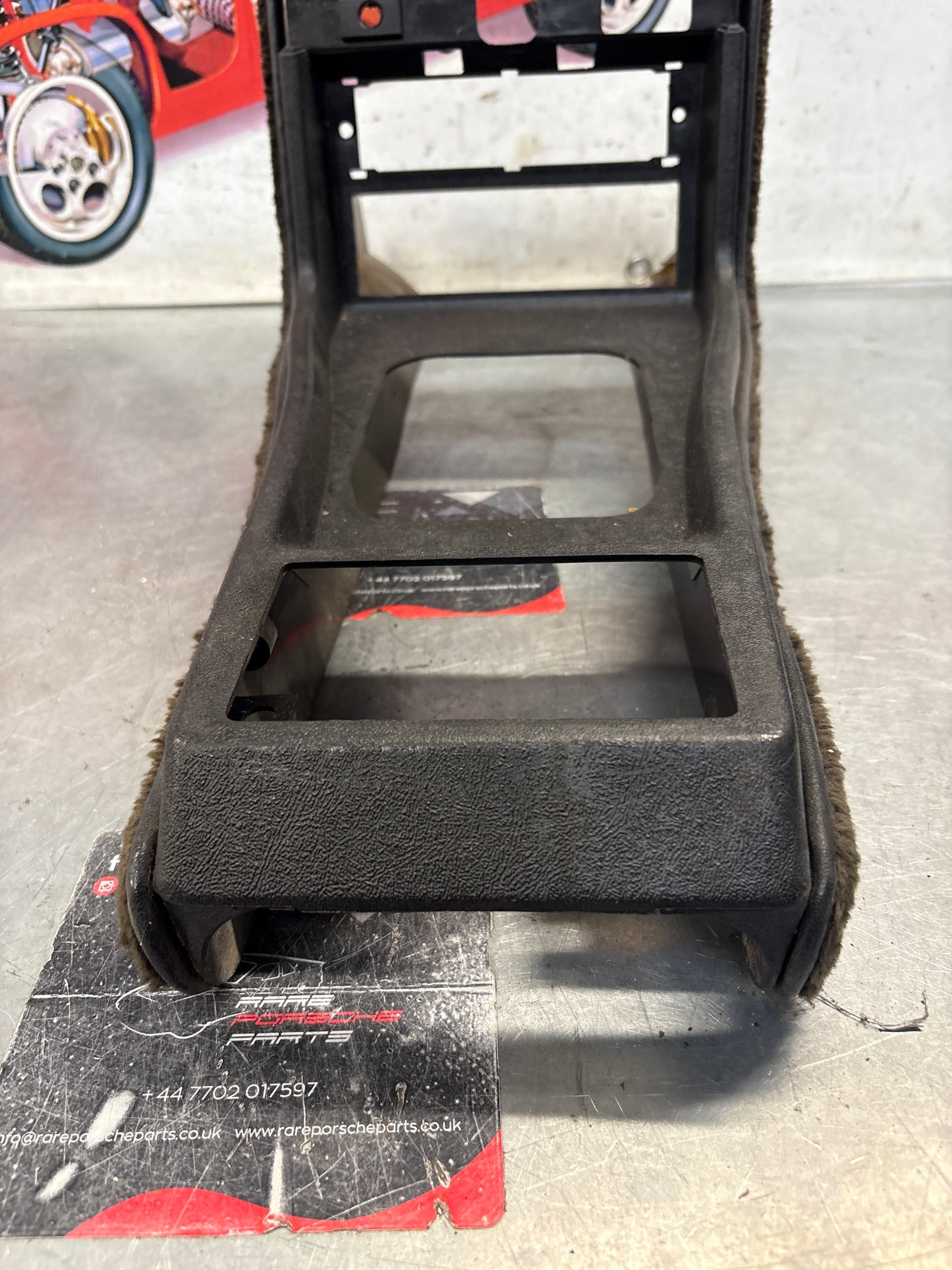 Porsche 924 centre console black, no switch holes 477857951  used
