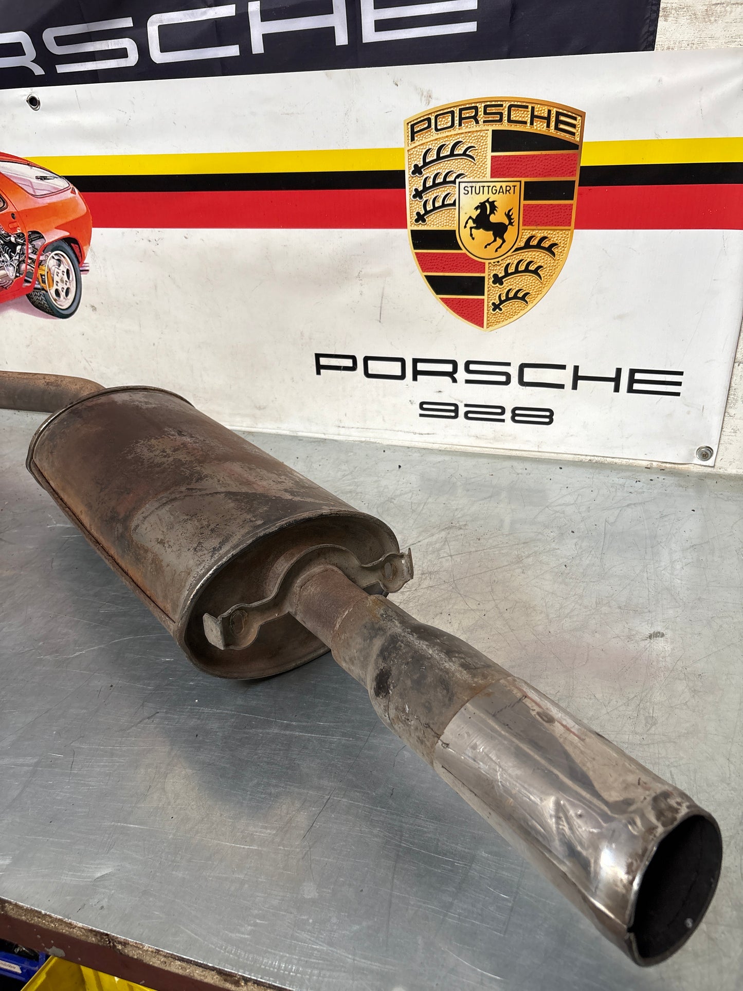 Porsche 924S / 944 2.5 N/A Bischoff exhaust system rear muffler, used 94411108301