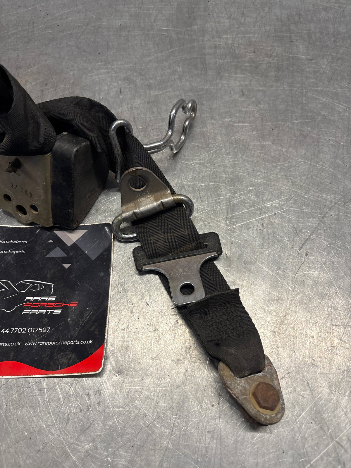Porsche 914 left side seat belt, used 91480318110