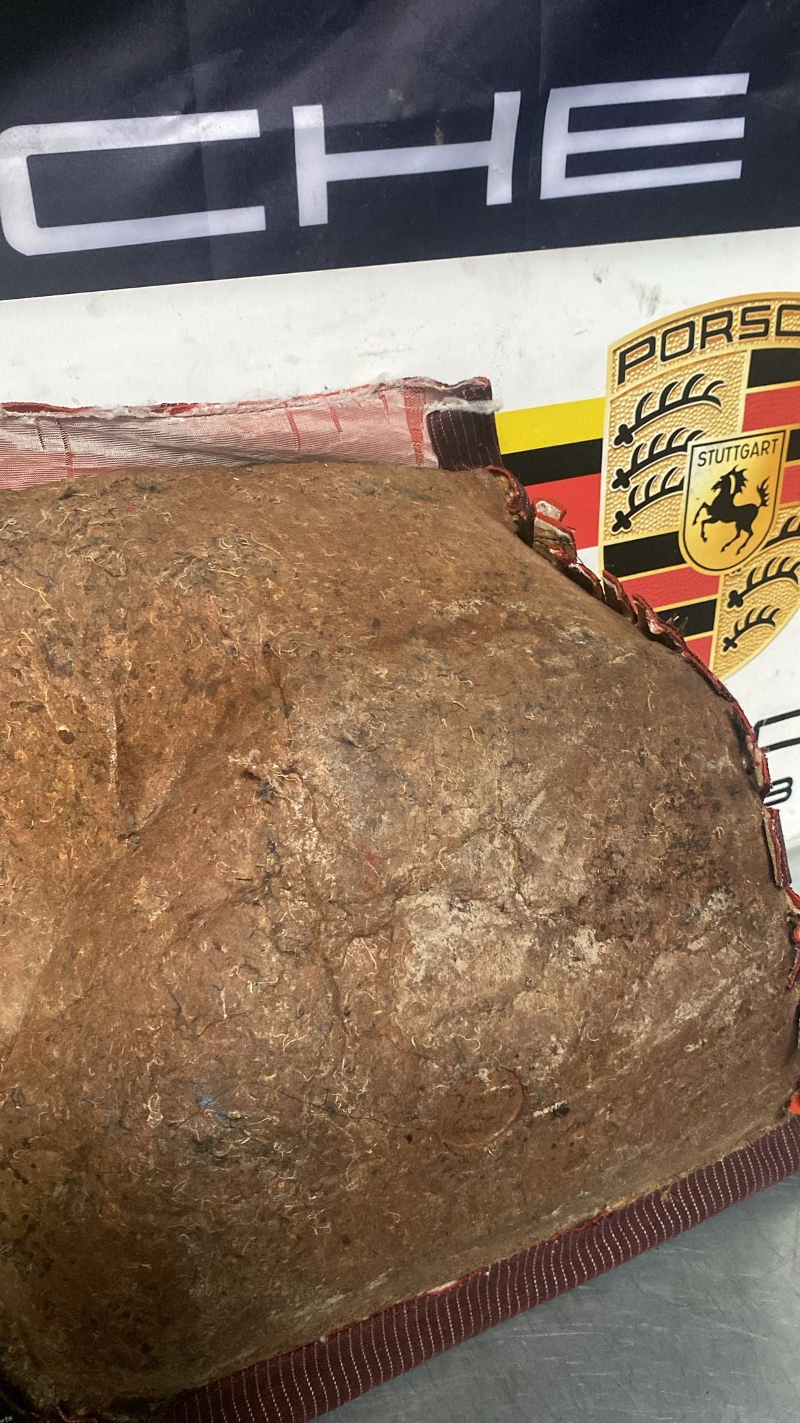 Porsche 944 924S refurbished rear seat, burgundy/white pinstripe