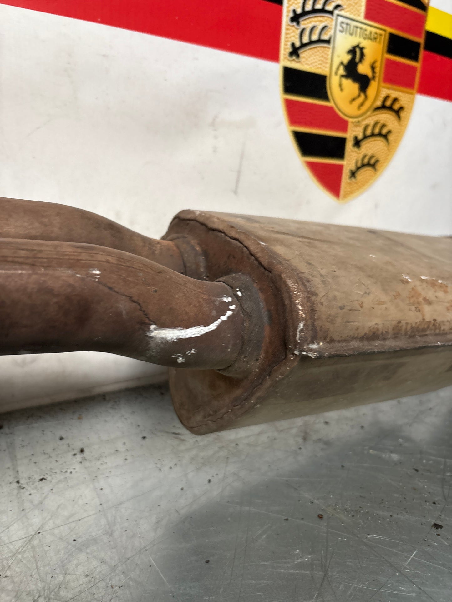 Porsche 968 exhaust system rear muffler, used 94411104111