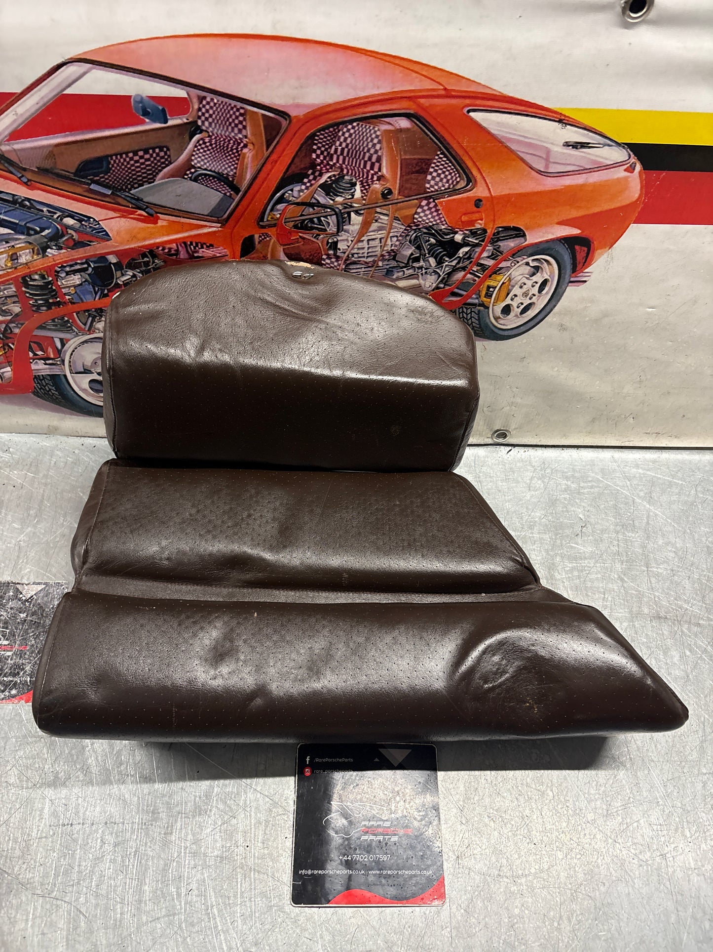 Porsche 928 rear left seat and center cushion, used, brown 92852205951 / 92852208751