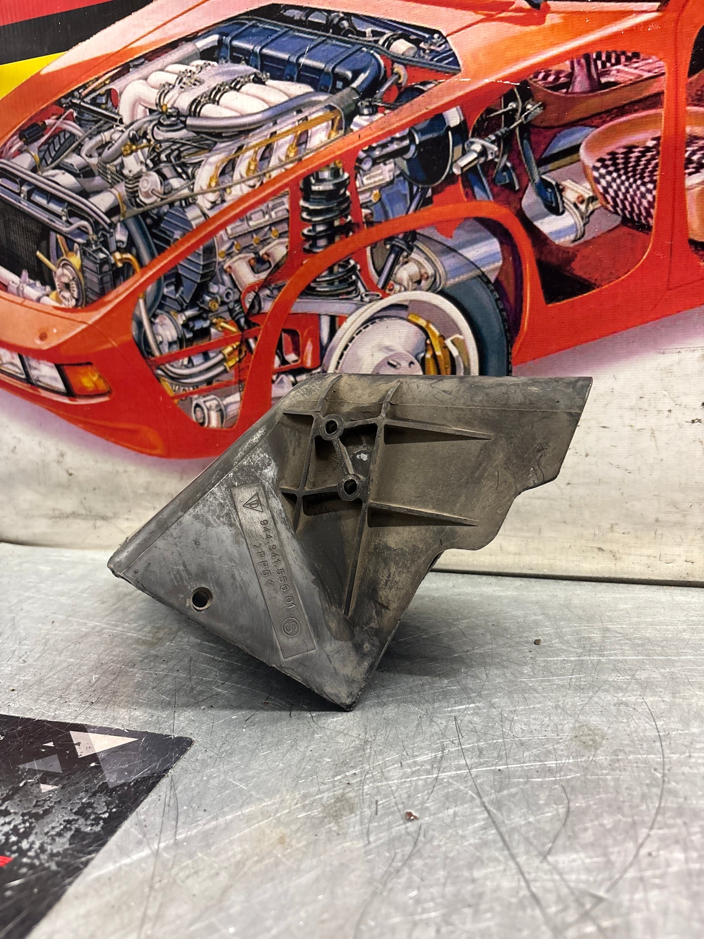 Porsche 944S2 / 968 right side air deflector, used 94434155601