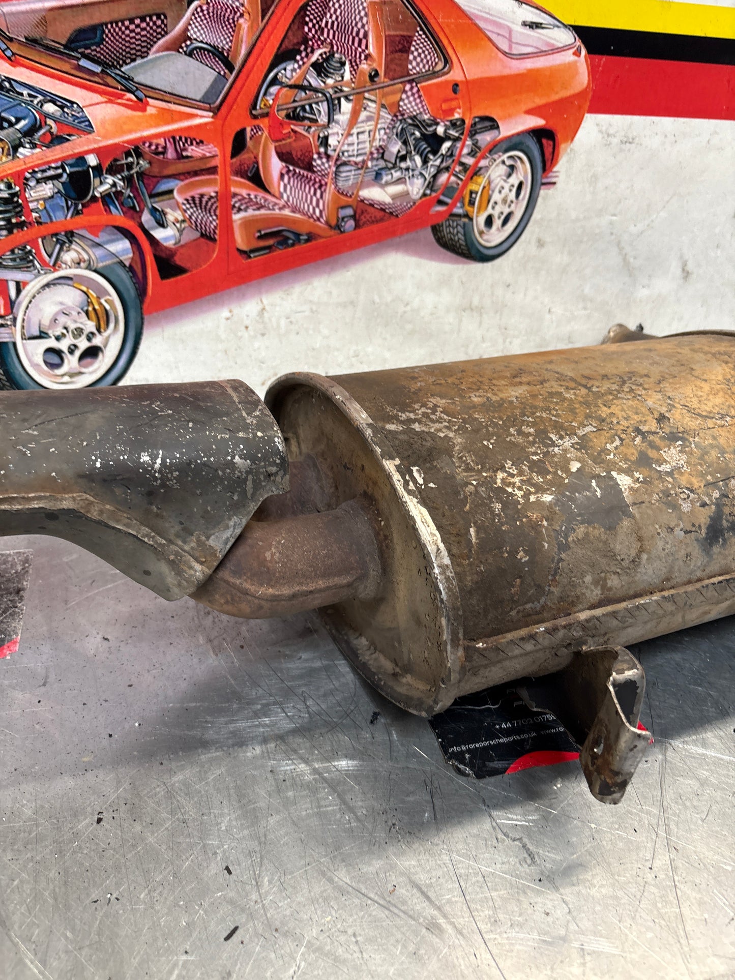 Porsche 928 rear exhaust box, used 92811109701
