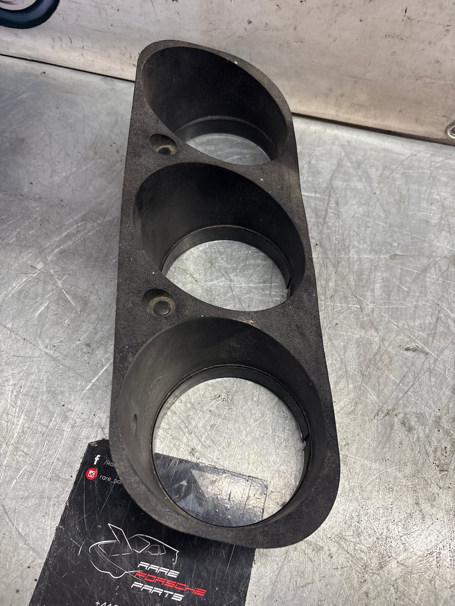 Porsche 924 early dash binnacle dial panel speedo surround 477857283 black, used without high beam hole