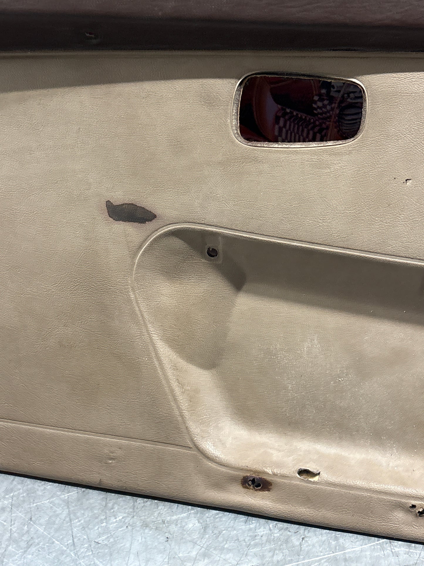 Porsche 924 brown/beige electric window door card, right, off side 477867012 used
