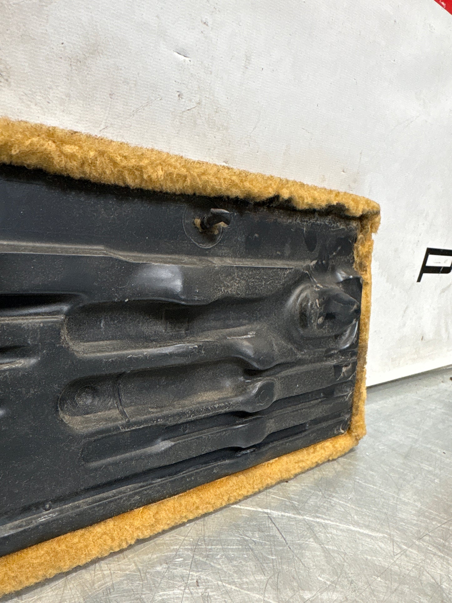 Porsche 928 beige carpeted Tool kit panel cover, used 92855118105