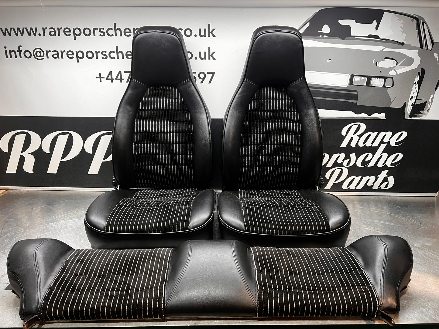 Set di sedili Porsche 924 944, gessati, frontali restaurati