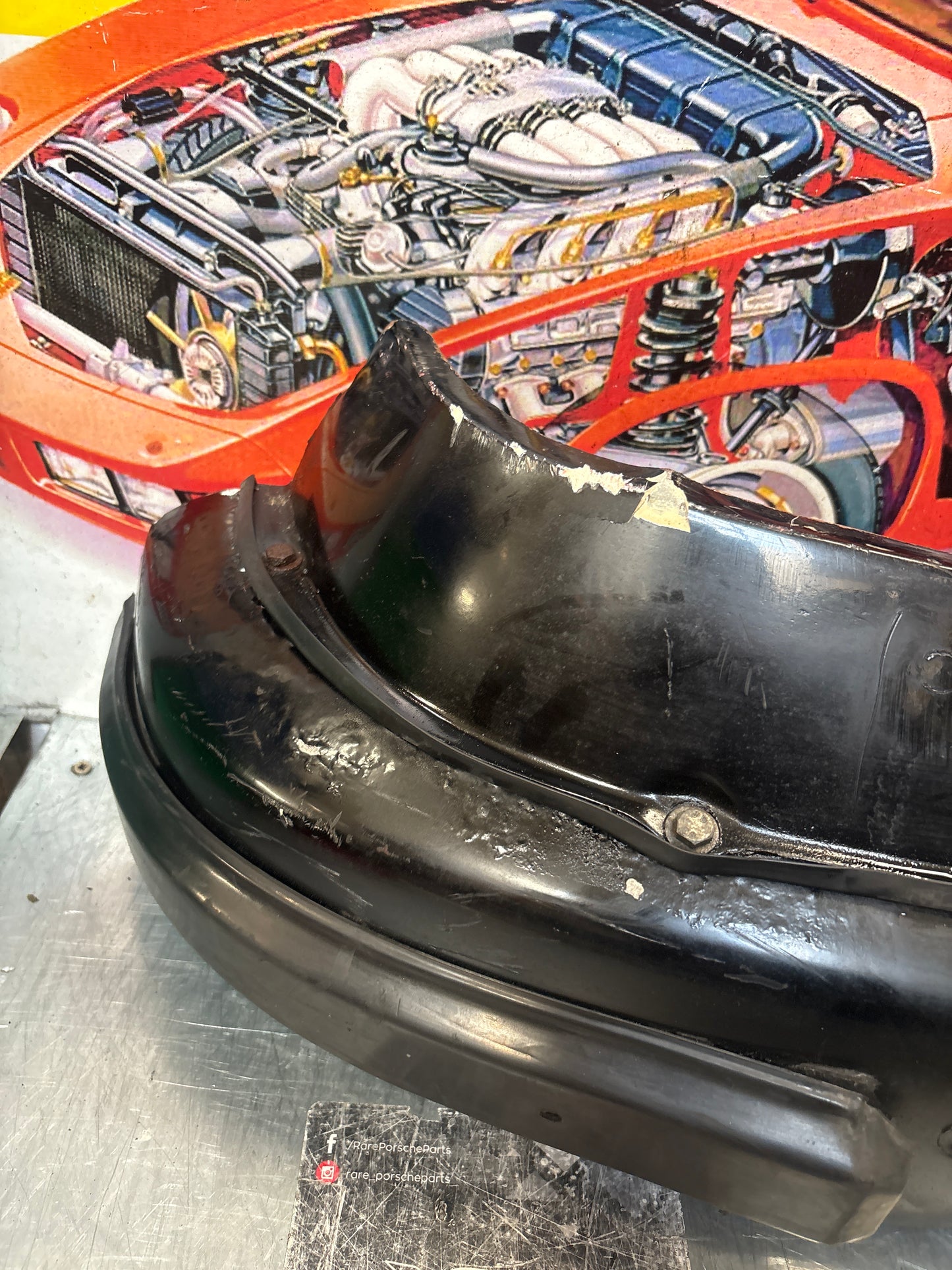 Porsche 911 930 rear bumper with skirt, used 93050511201