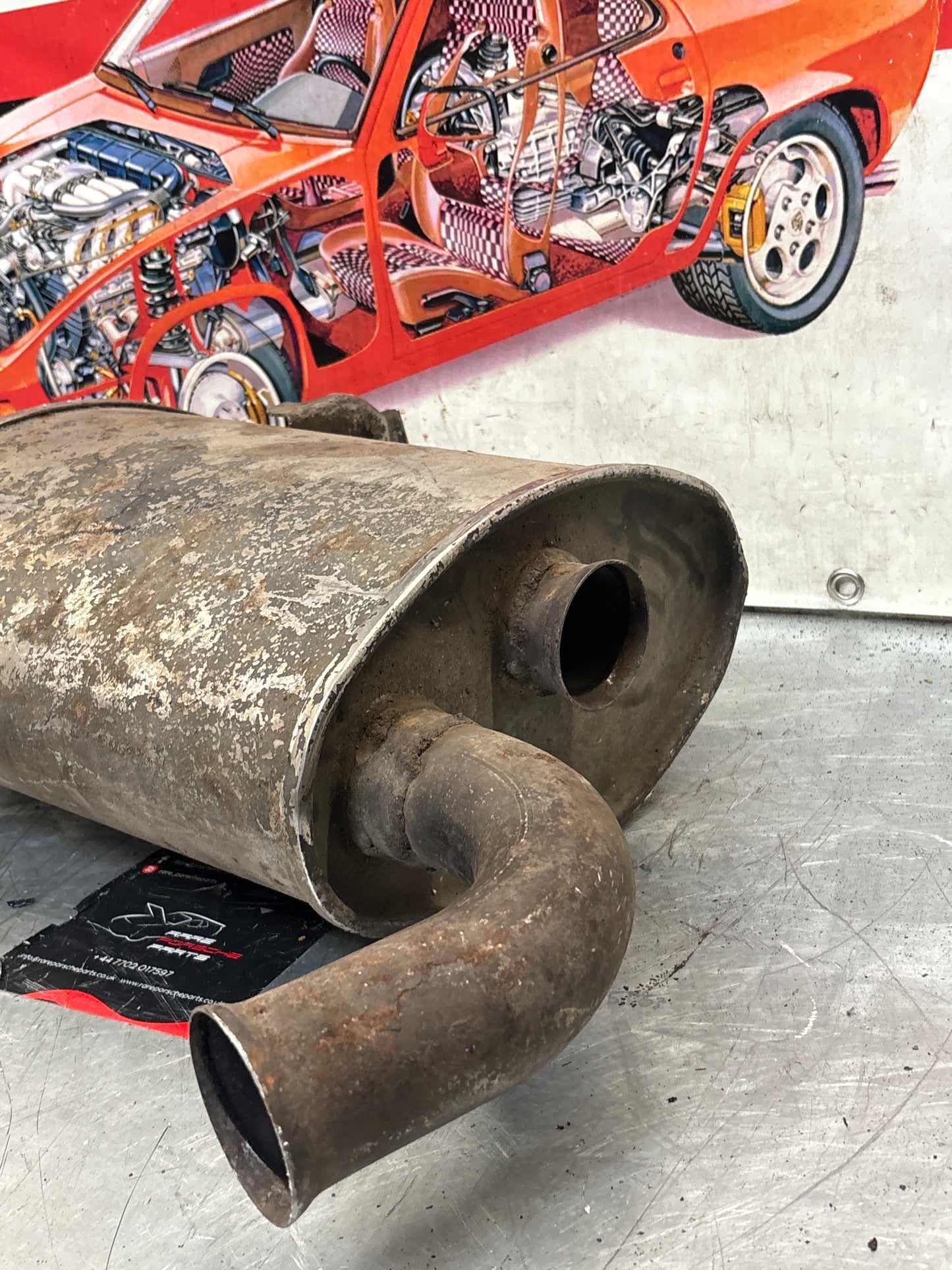 Porsche 928 rear exhaust box, used 92811109701