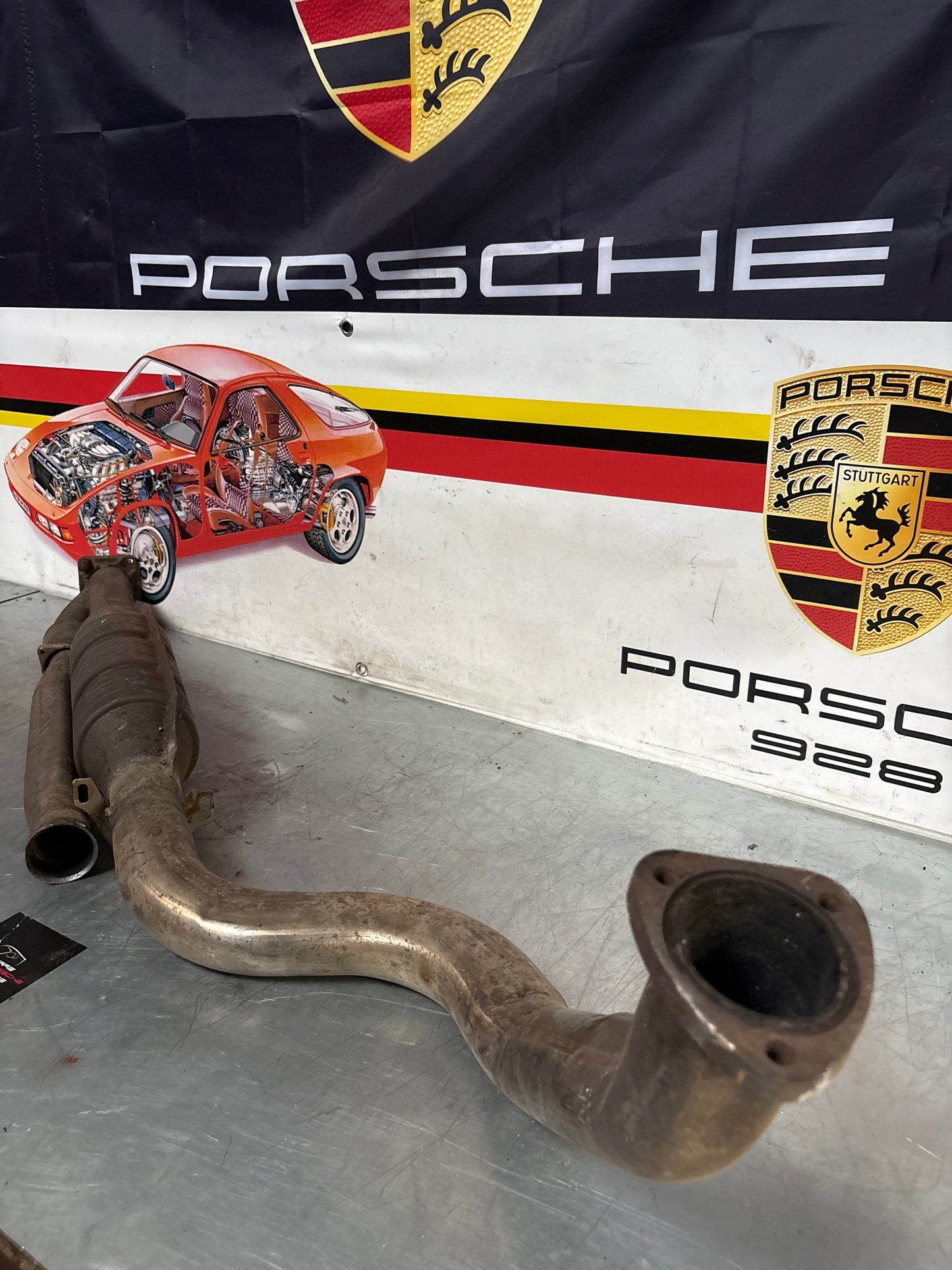Porsche 944 Turbo front exhaust catalytic converter, used 95111109411