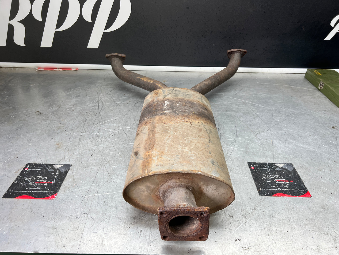 Porsche 928 front muffler, used 92811108207