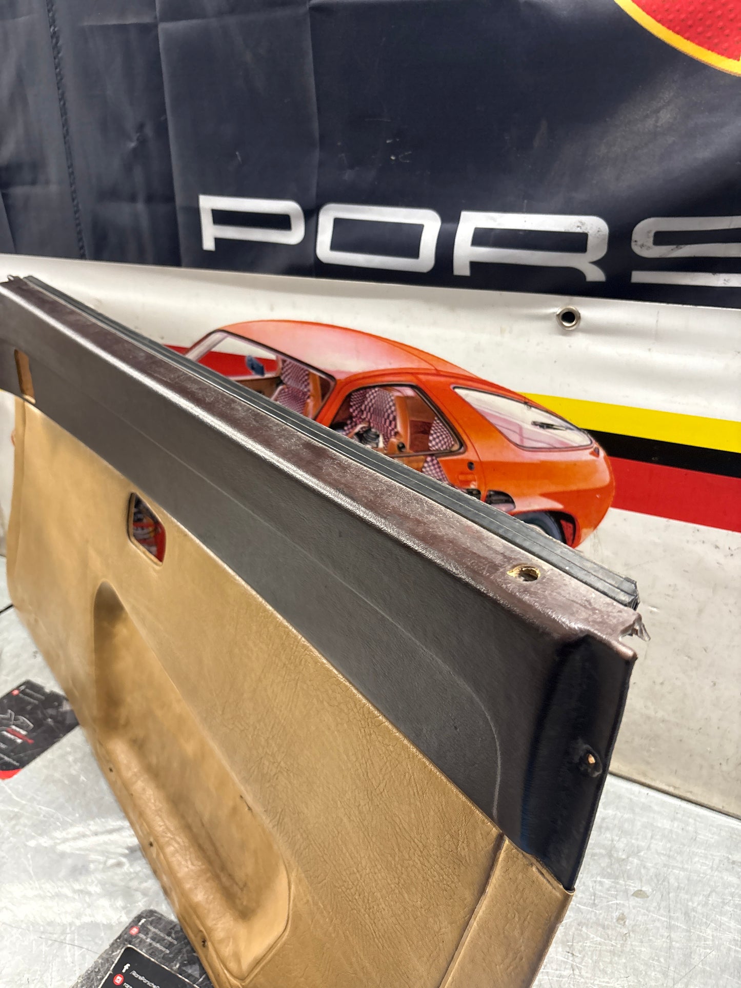 Porsche 924 brown/beige electric window door card, right, off side 477867012 used