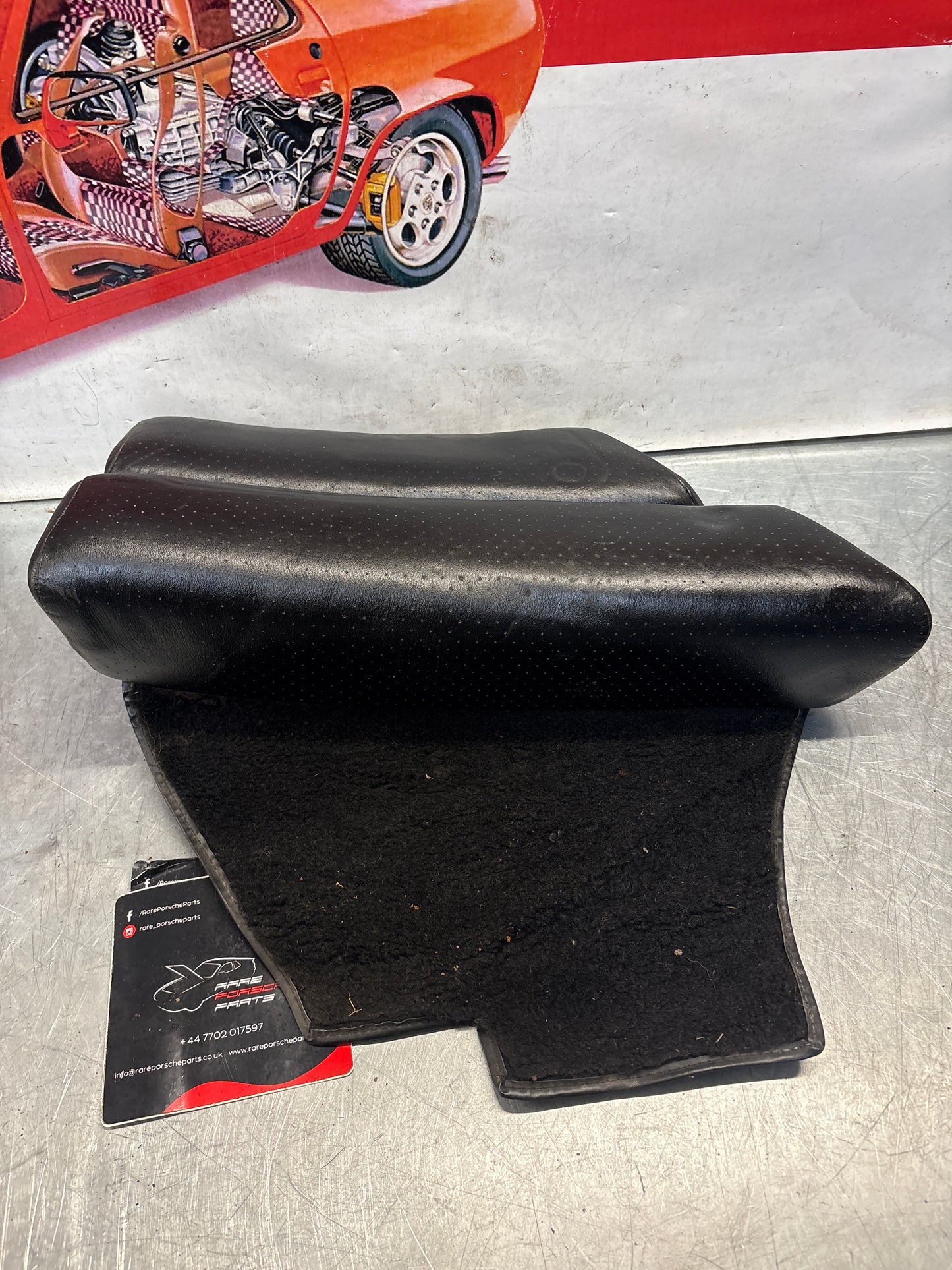 Porsche 928 rear left seat cushion, black, leather, used 92852205951