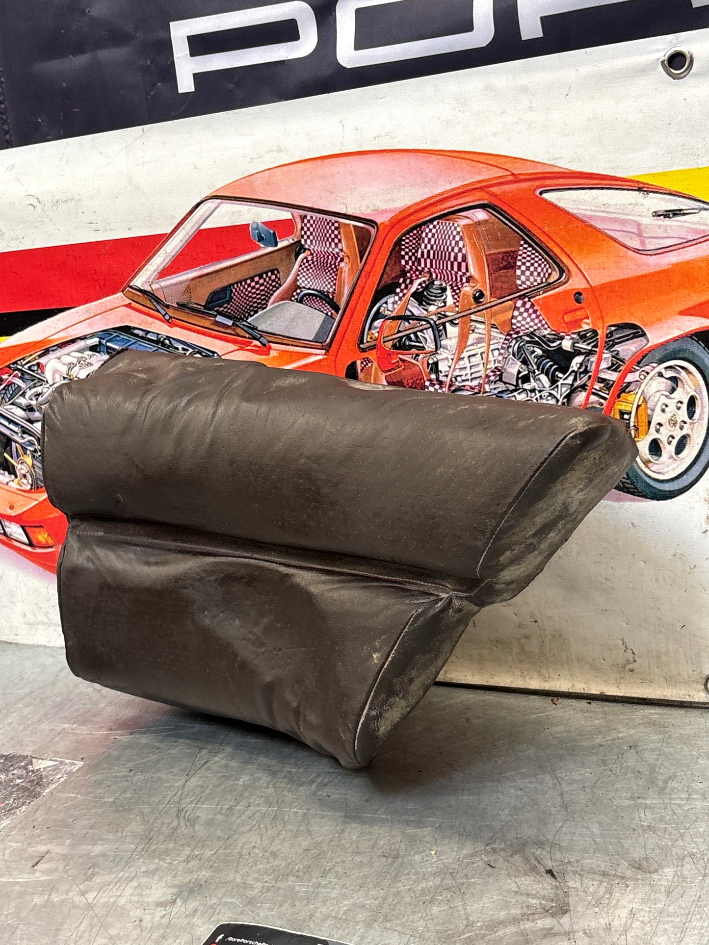 Porsche 928 rear right seat cushion, brown, leather, used 92852206051