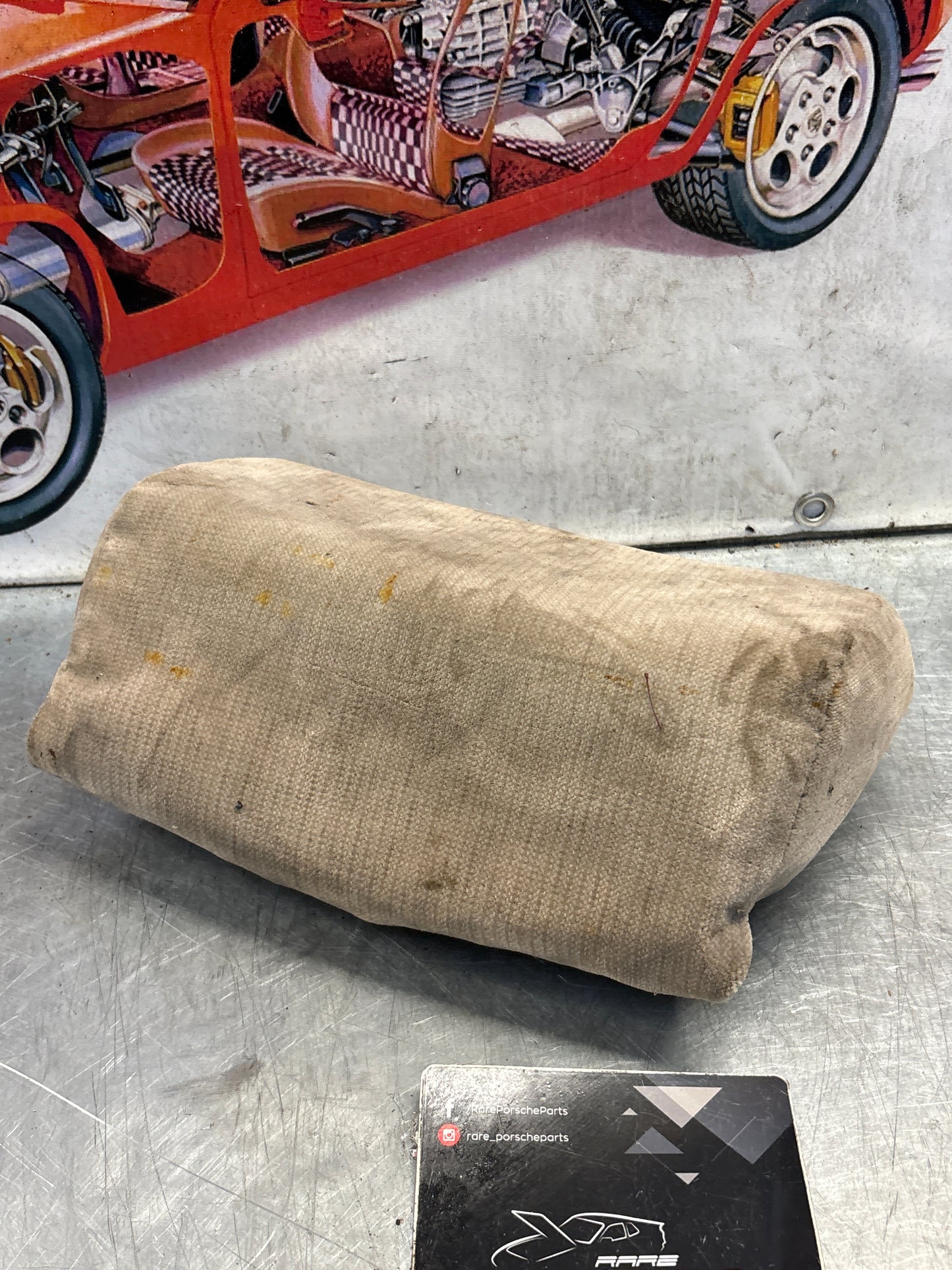 Porsche 928 rear right seat centre cushion, carpeted beige pinstripe, used 92852208851