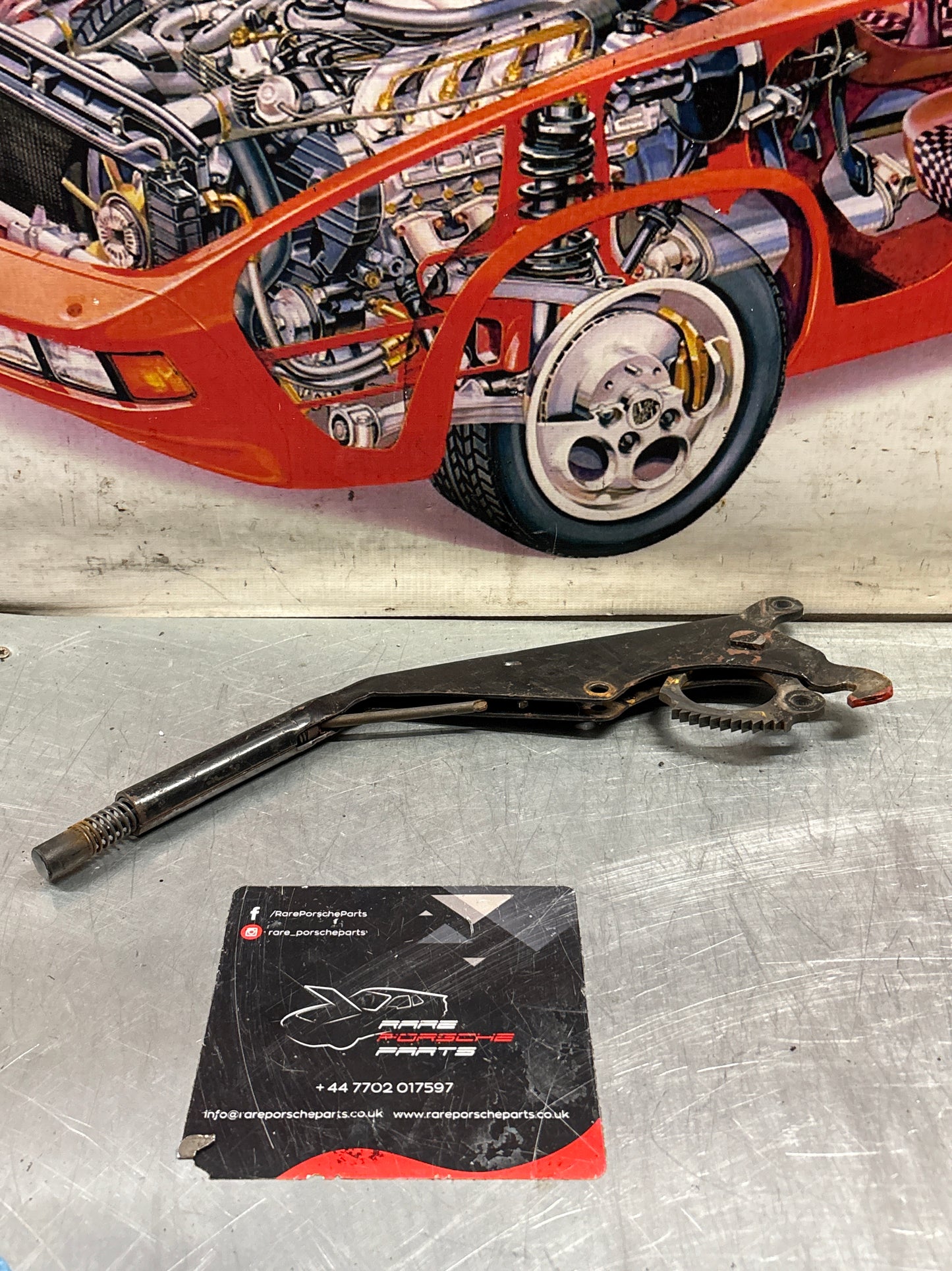 Porsche 944 handbrake lever mechanism, used 94442404900