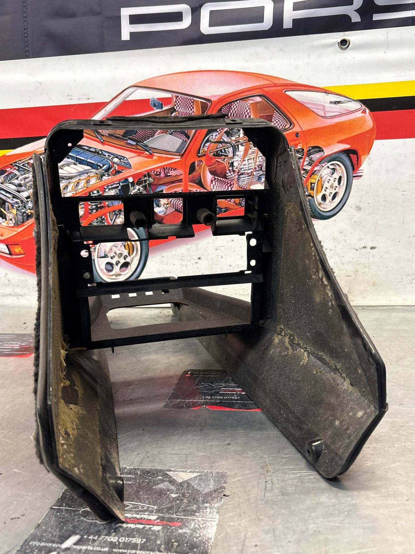 Porsche 924 centre console black, no switch holes 477857951  used