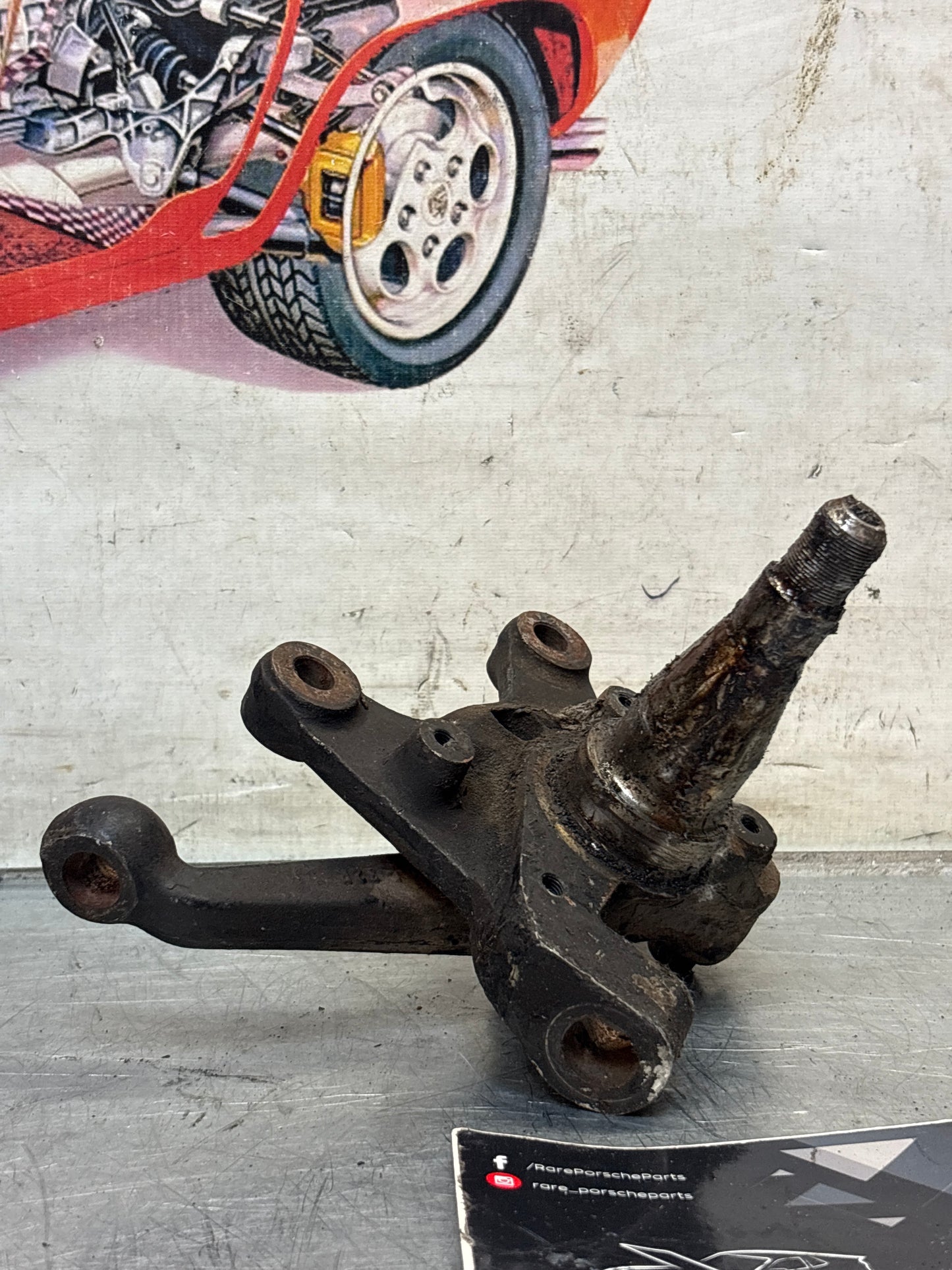 Porsche 928 right steering spindle knuckle, used 92834105813