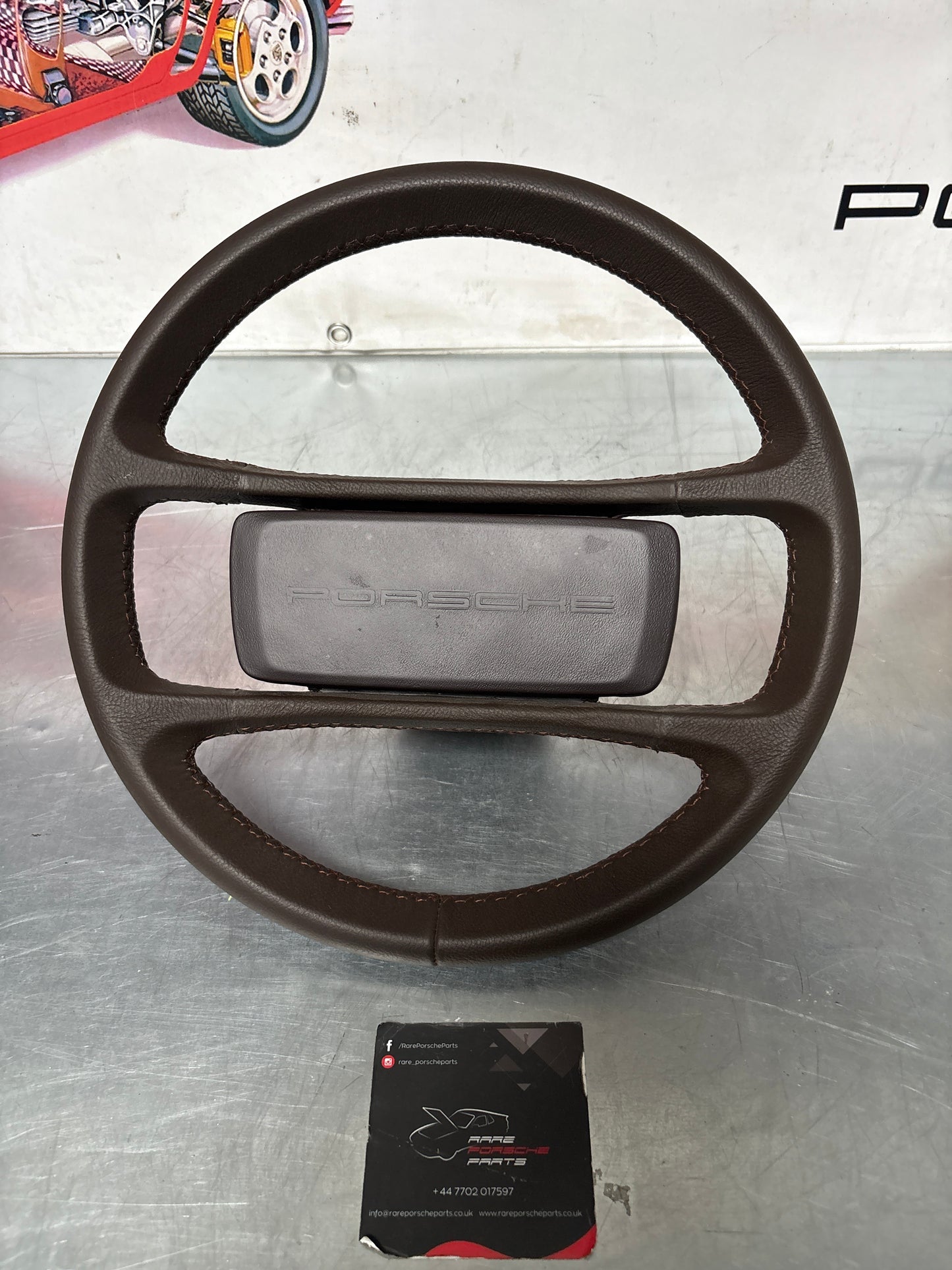 Porsche 944/924 Steering wheel, brown, refurbished 477419091G