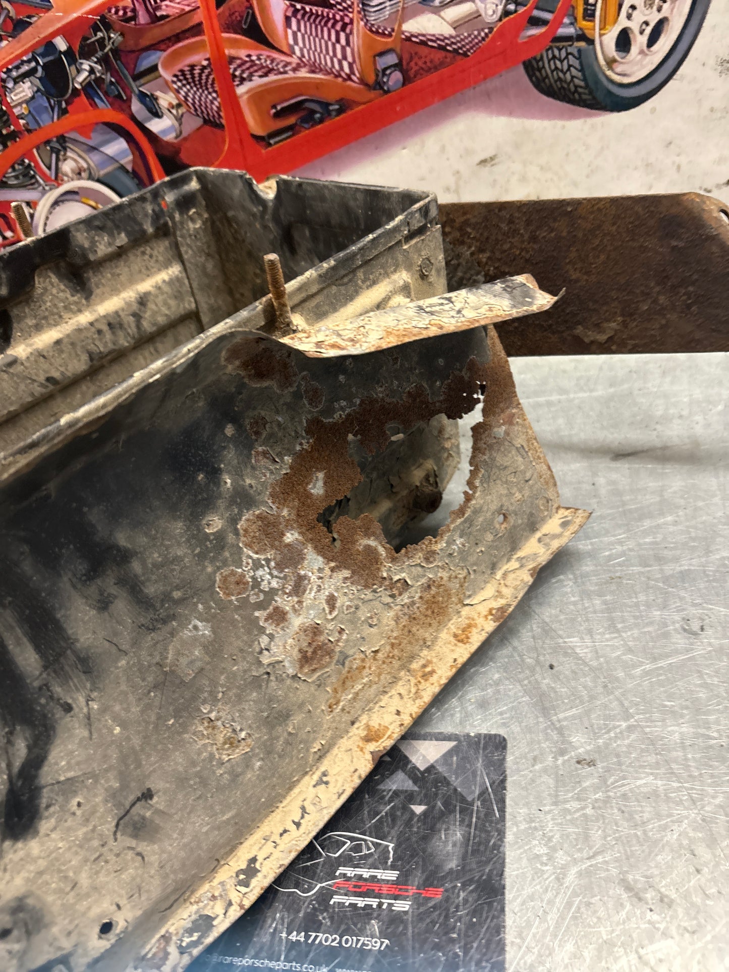 Porsche 928 battery tray, early type, -79 92850180502, used