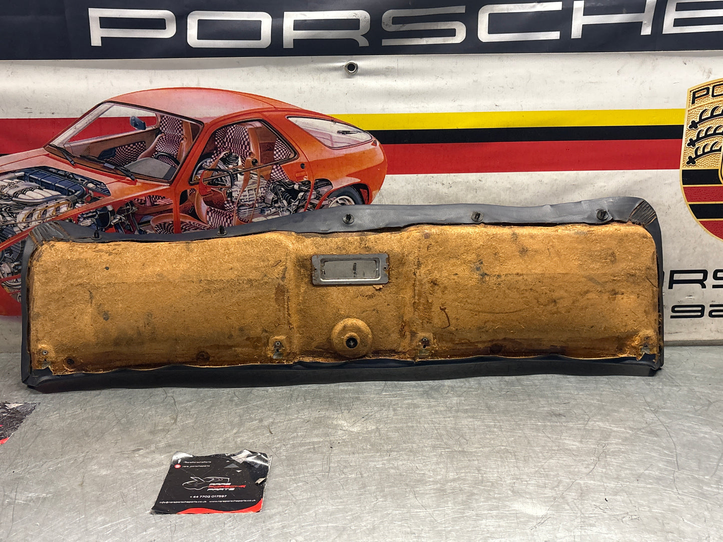 Porsche 928 sunroof mechanism cover trim, used, blue 92855552702