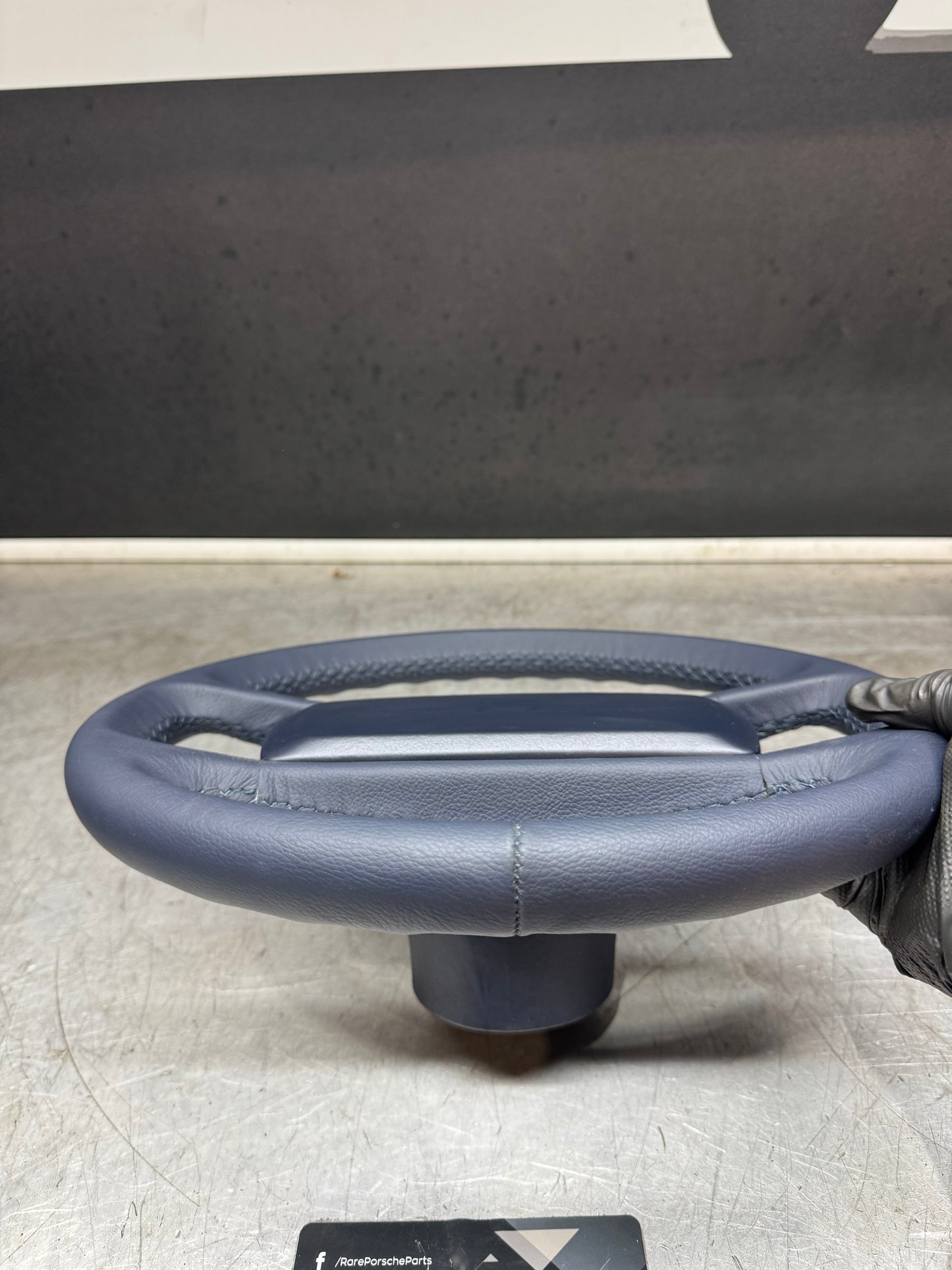 Porsche 944 blue leather steering wheel, refurbished. 94434708402