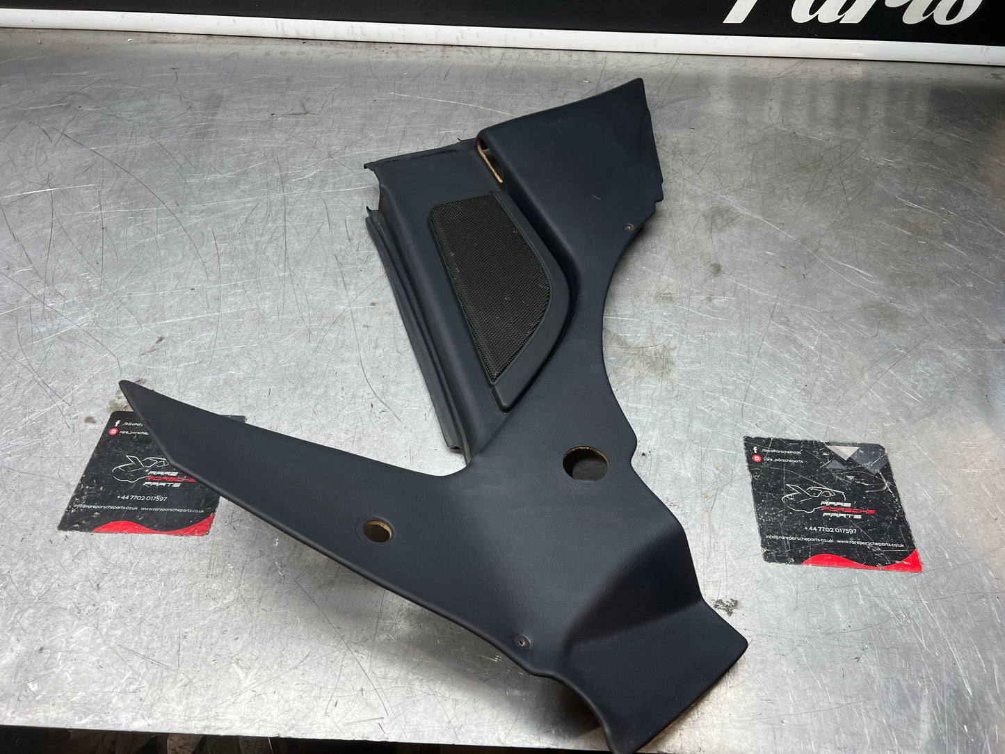 Porsche 944 Left Rear Quarter Trim Card, blue  - used 944555021 M490 sound pack