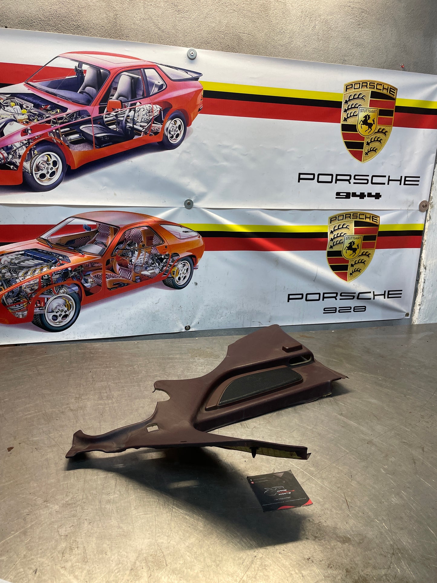 Porsche 944 right Rear Quarter Trim Card, burgundy - used 94455502209 M490 sound pack