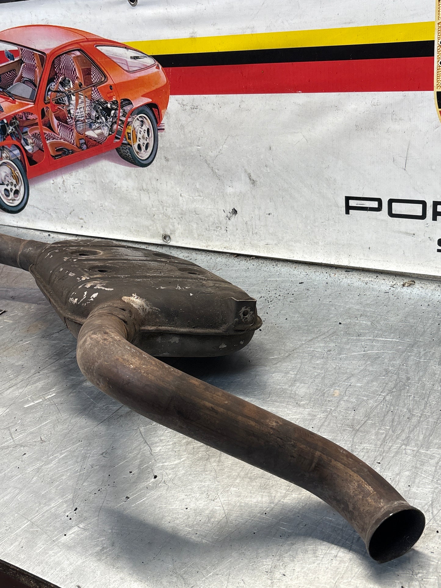 Porsche 928 Left side silencer, used 92811109301
