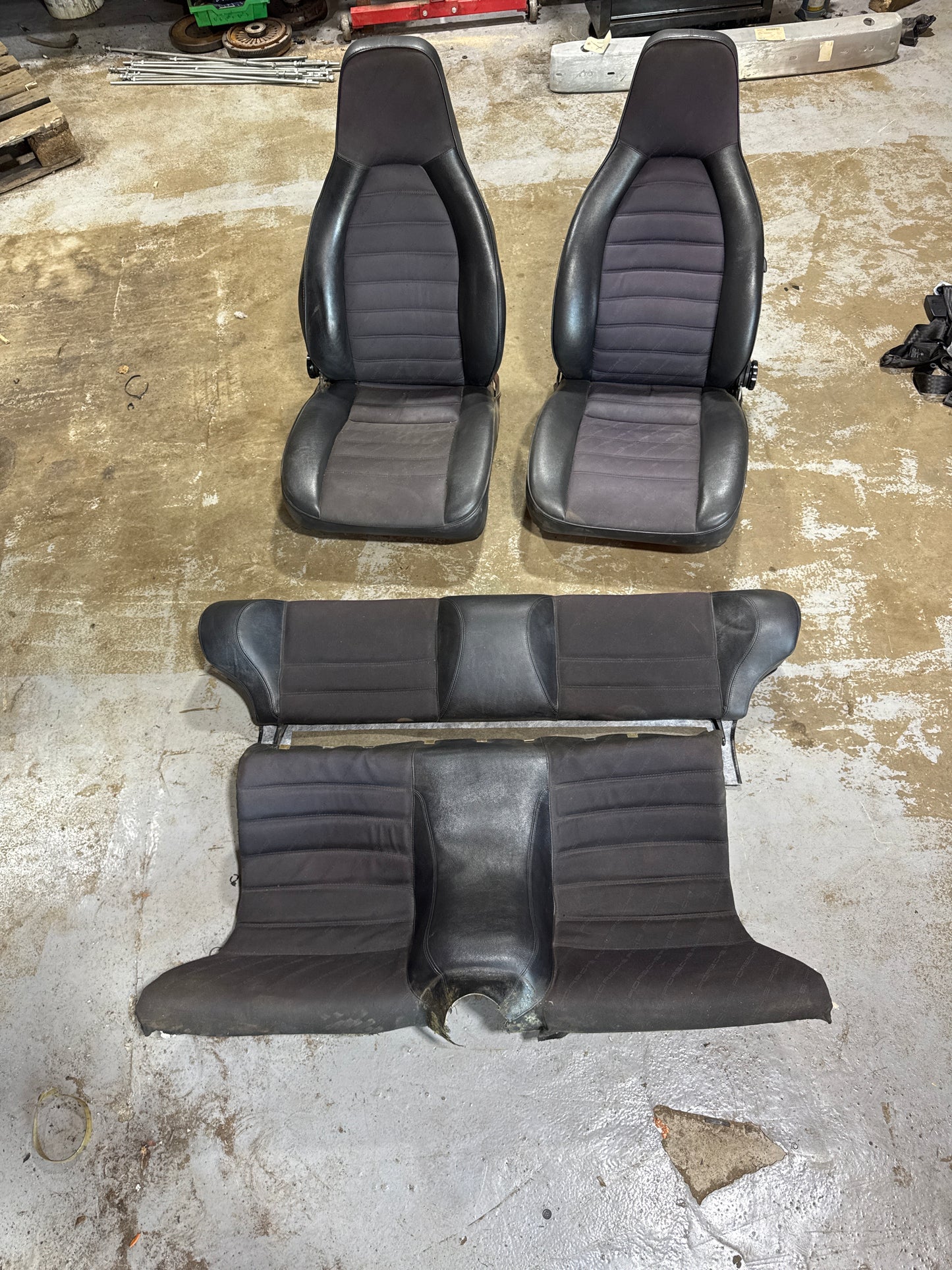 Porsche 924 / Early 944 Porsche Script seat set, Used.