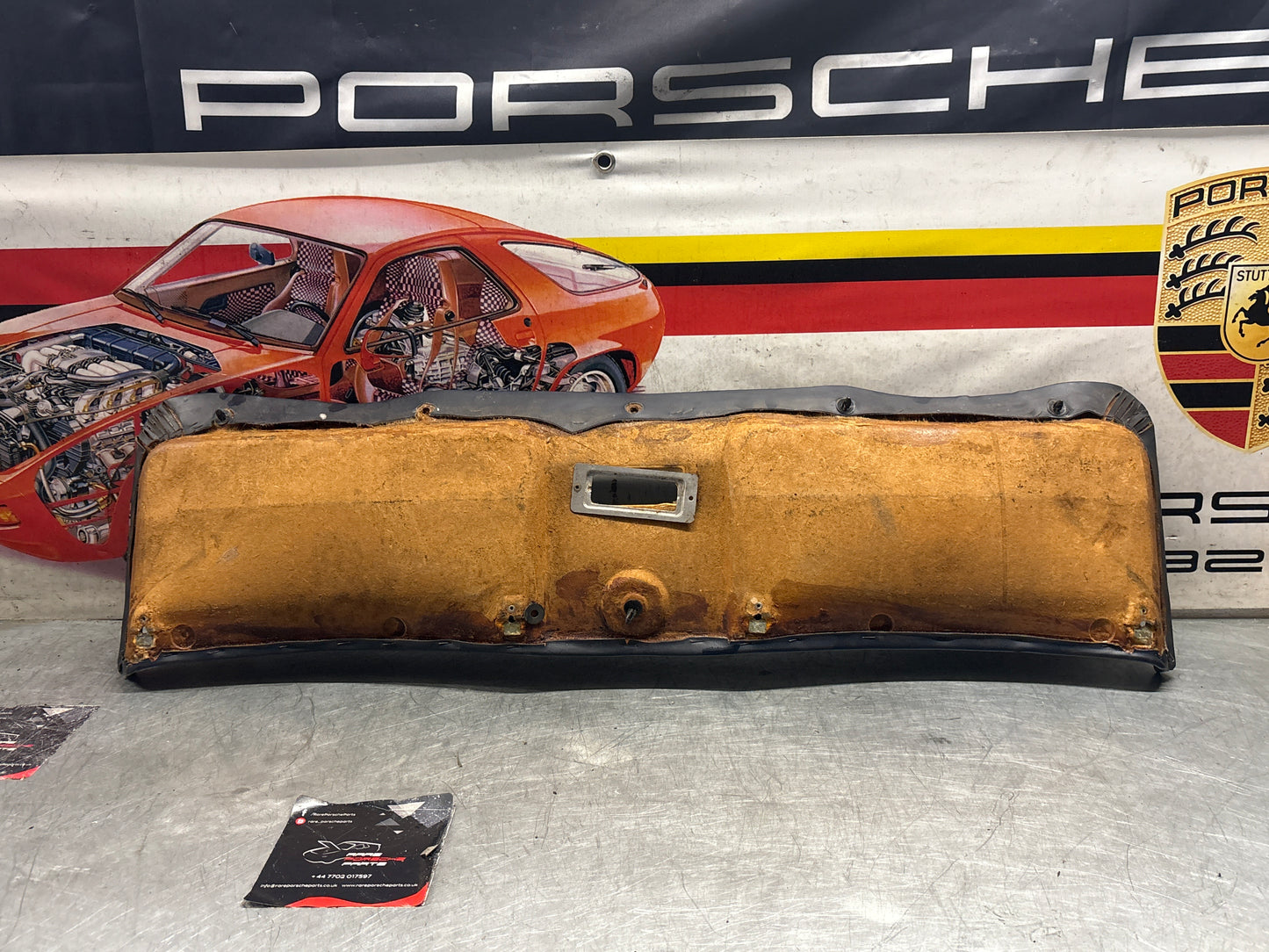 Porsche 928 sunroof mechanism cover trim, used, blue 92855552702