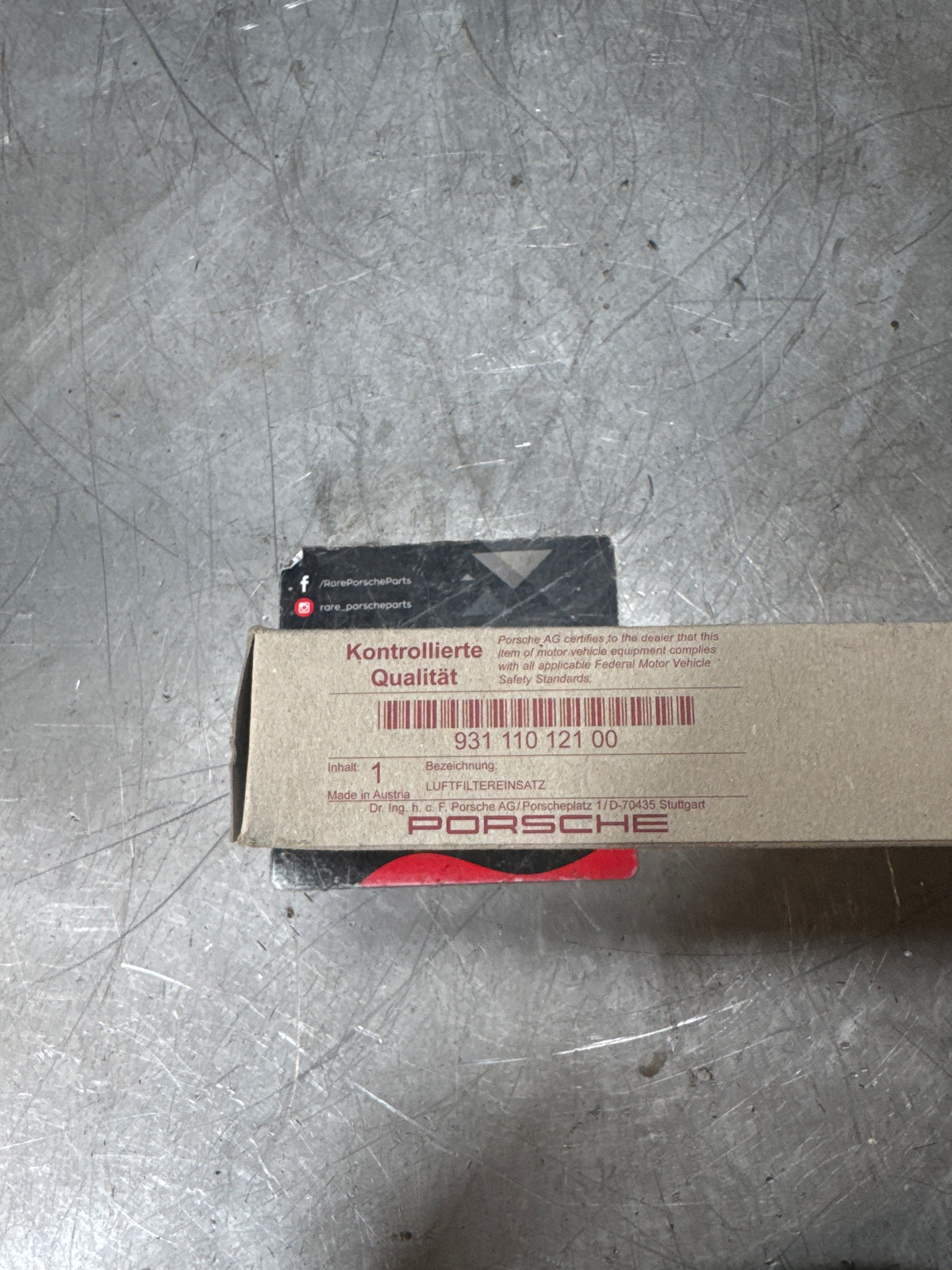 Porsche 924 Tubro / Carrera GT Genuine Porsche Air Filter- 93111012100- New