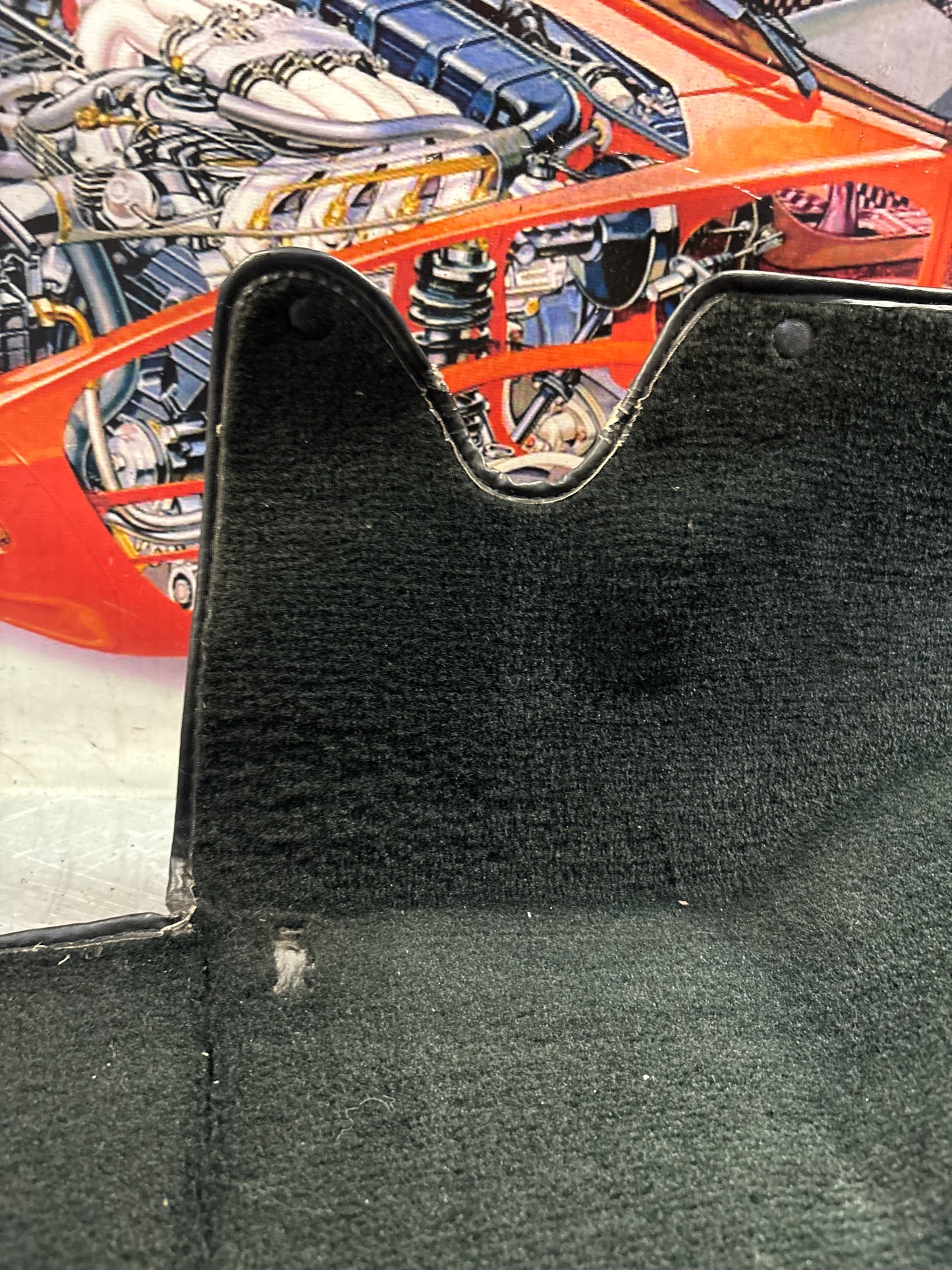 Porsche 924S 944 85.5- boot carpet, black, 94555506303 used, space saver wheel type