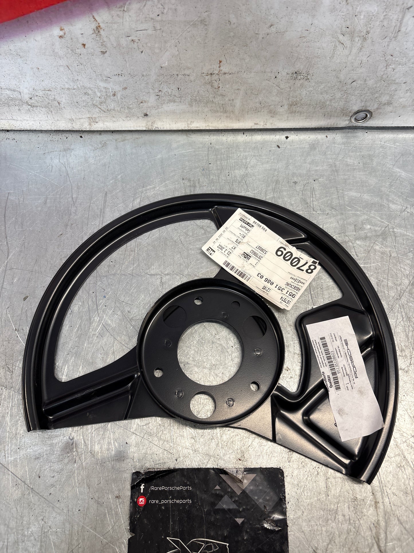 Porsche 944 S2 front disc backing dust plate, new, genuine 95135108603