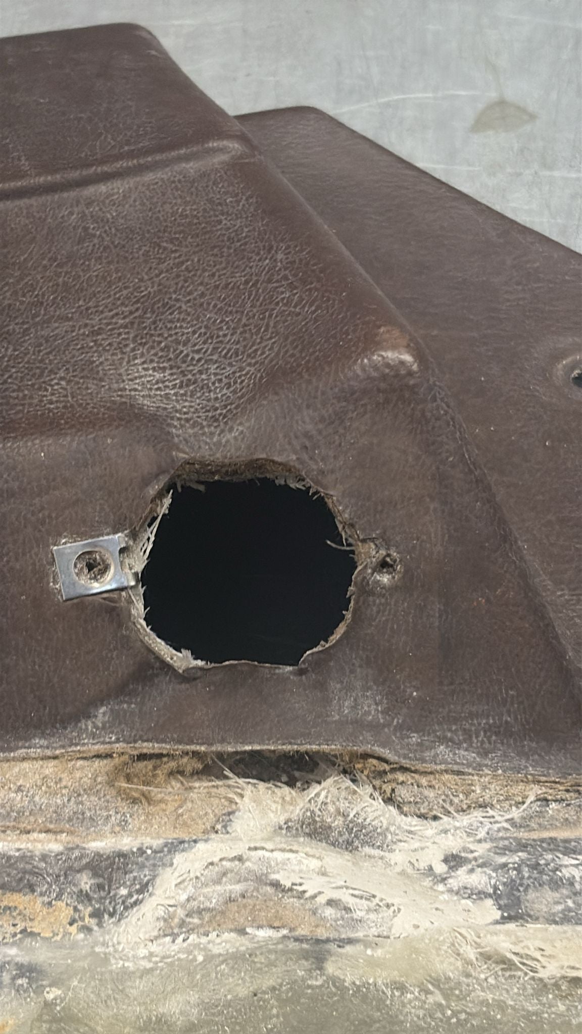 Porsche 924 / 944 early left manual Used door card, Porsche scripted brown, 477867011 no fabric!