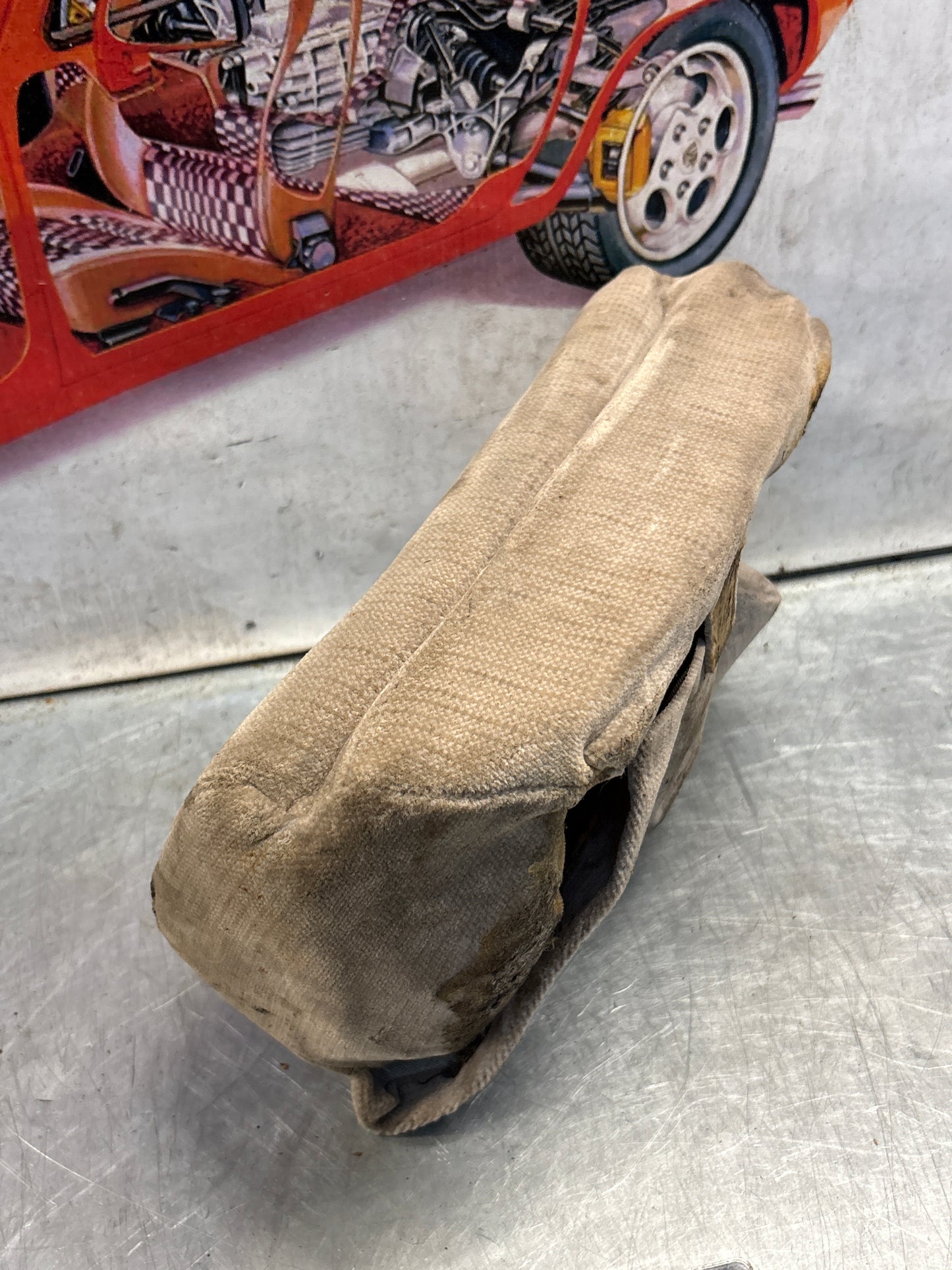 Porsche 928 rear right seat centre cushion, carpeted beige pinstripe, used 92852208851