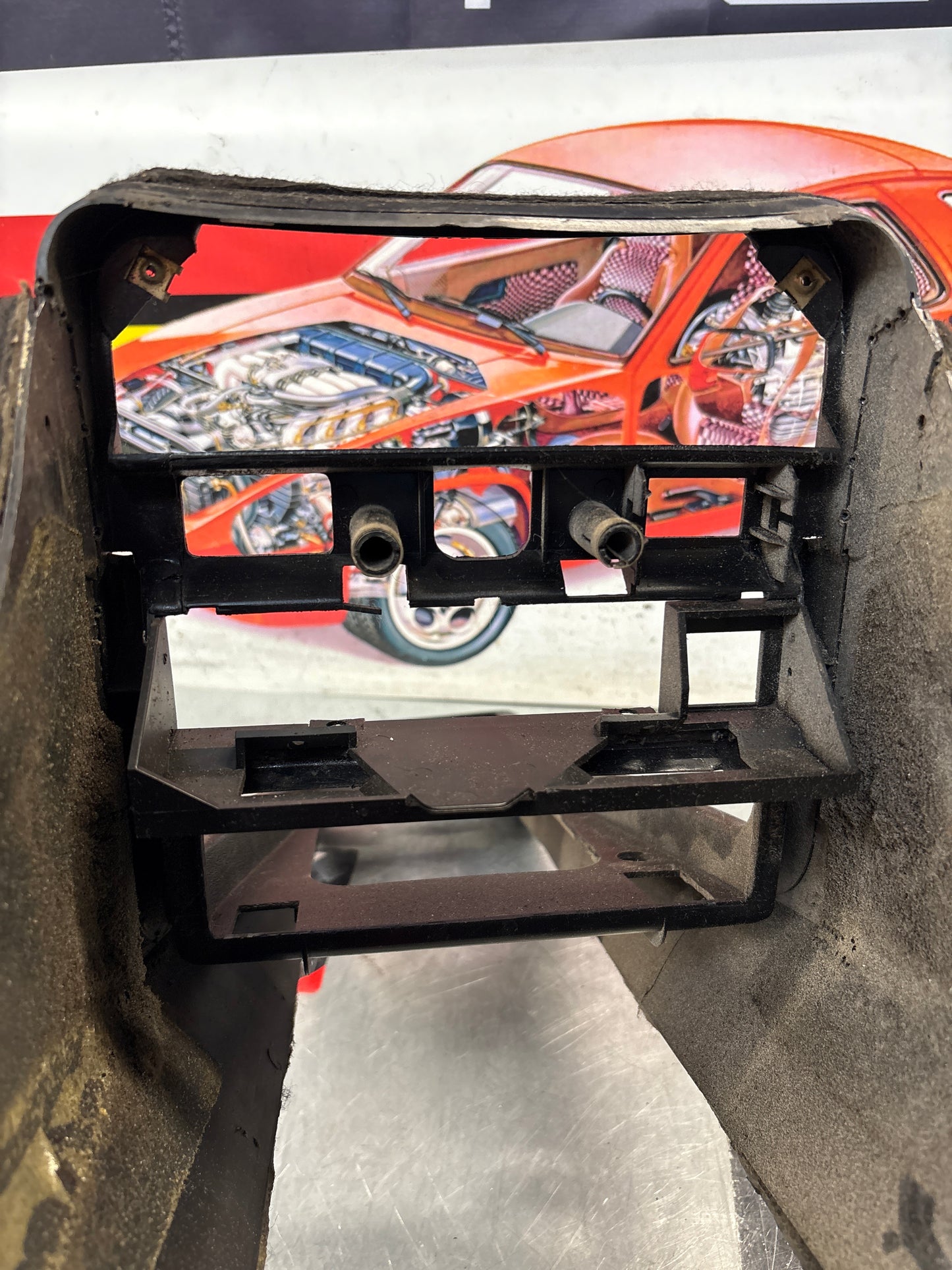 Porsche 924 944 centre console black with black carpet two switch hole 477857969 / 477857951 used