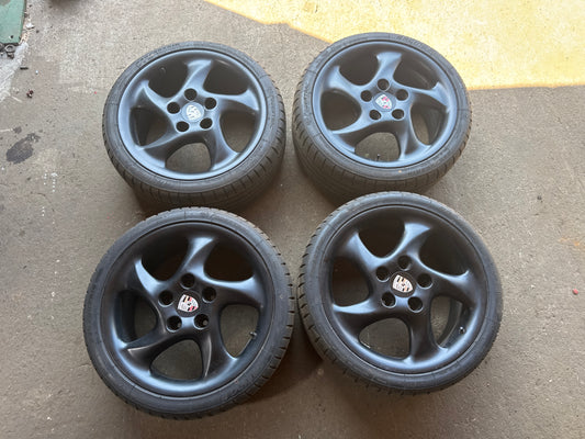 Set of Porsche Turbo Twist Style wheels 5x130 Good unused Tyres