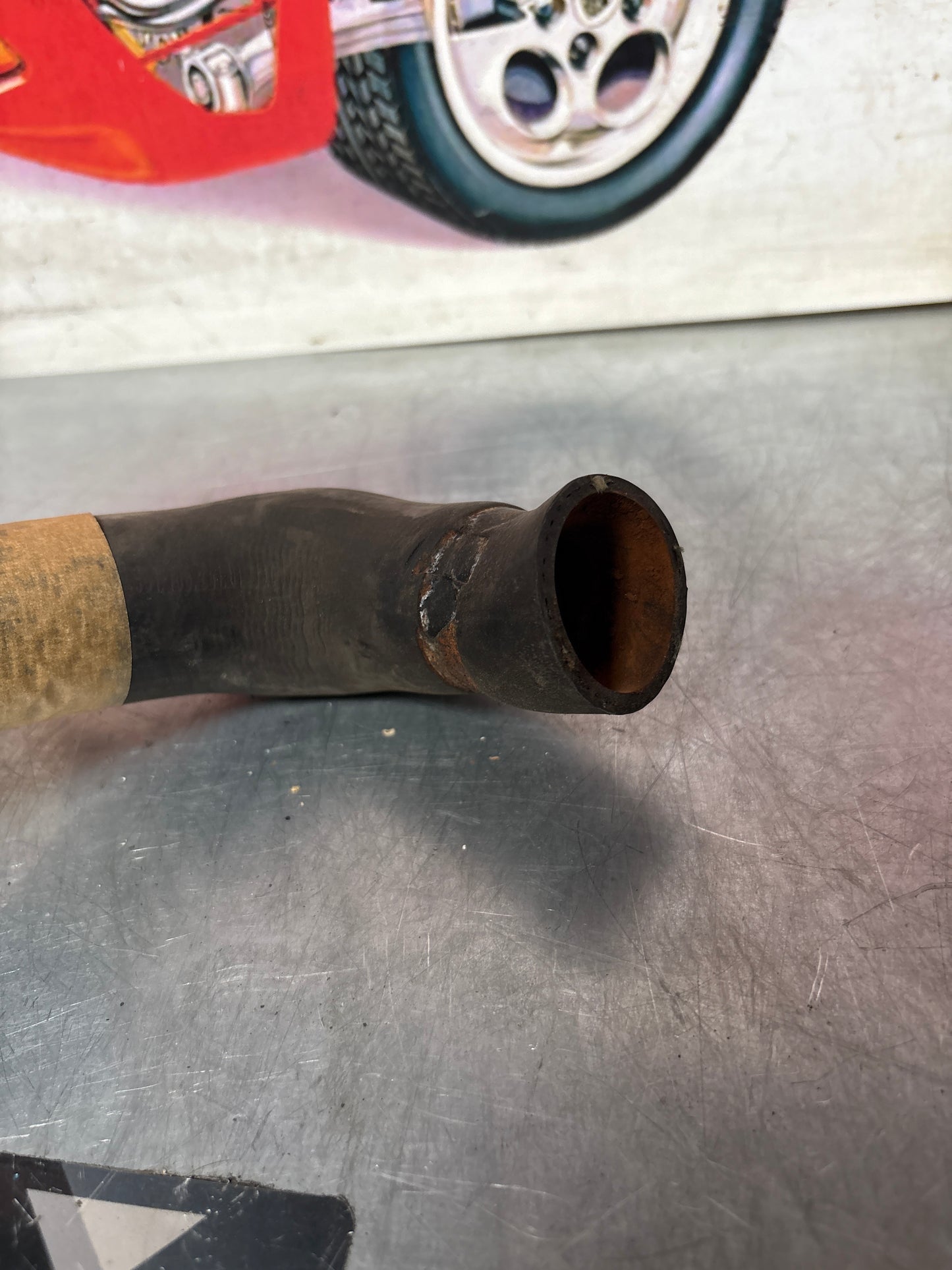 Porsche 944 turbo TOP RIGHT to engine radiator hose, used 95110624101