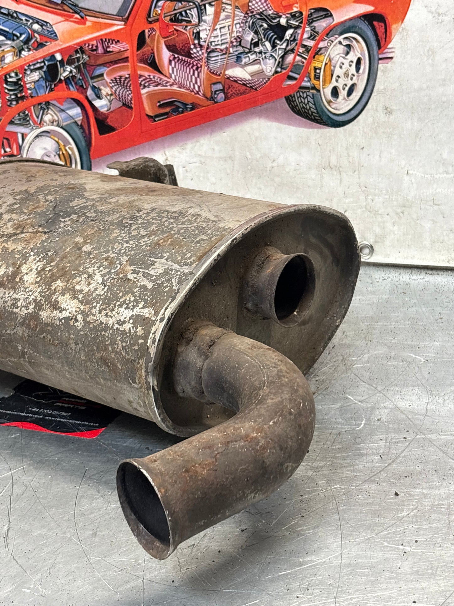 Porsche 928 rear exhaust box, used 92811109701
