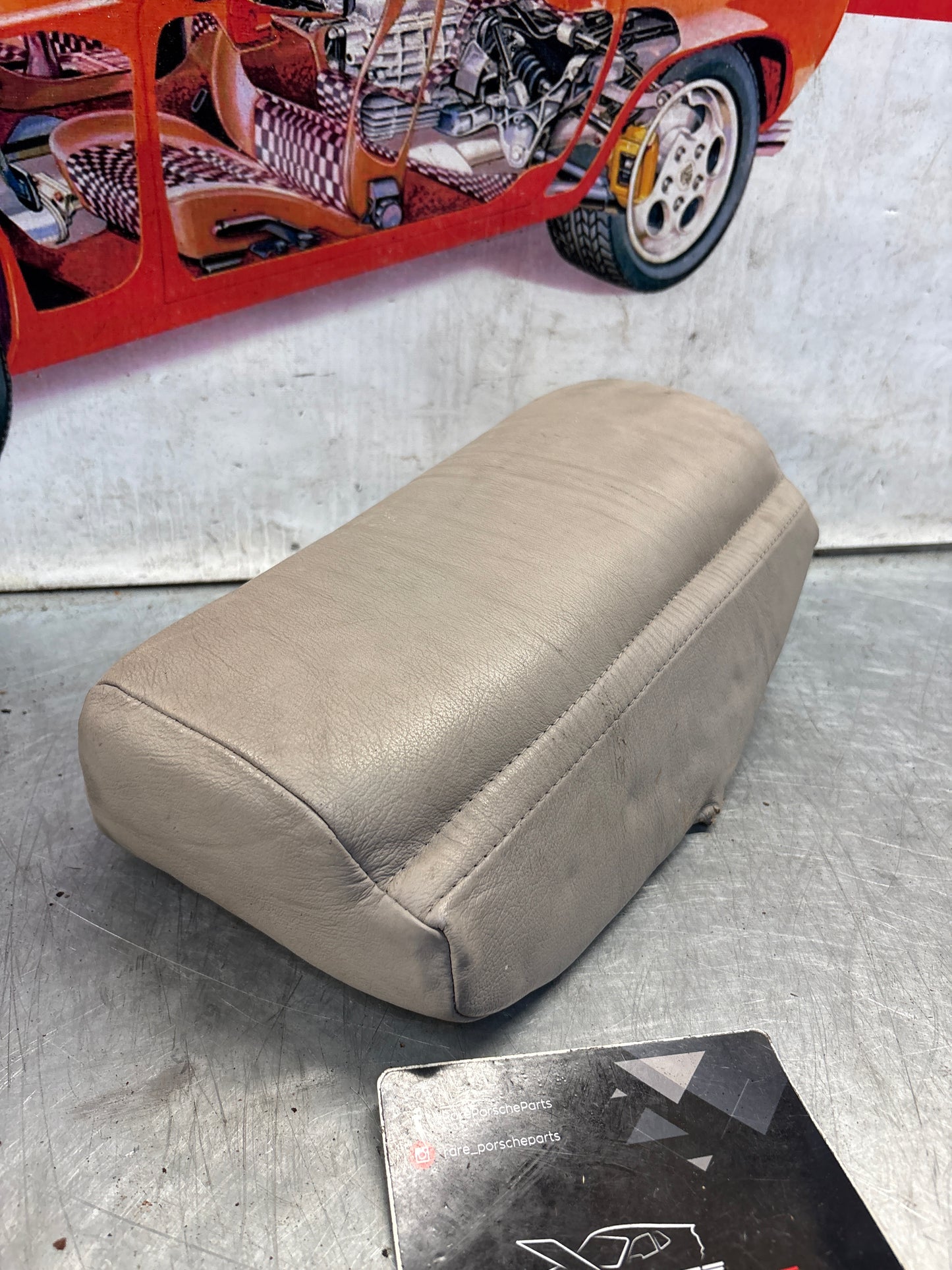 Porsche 928 rear left seat upper cushion, leather, grey, used 92852204550