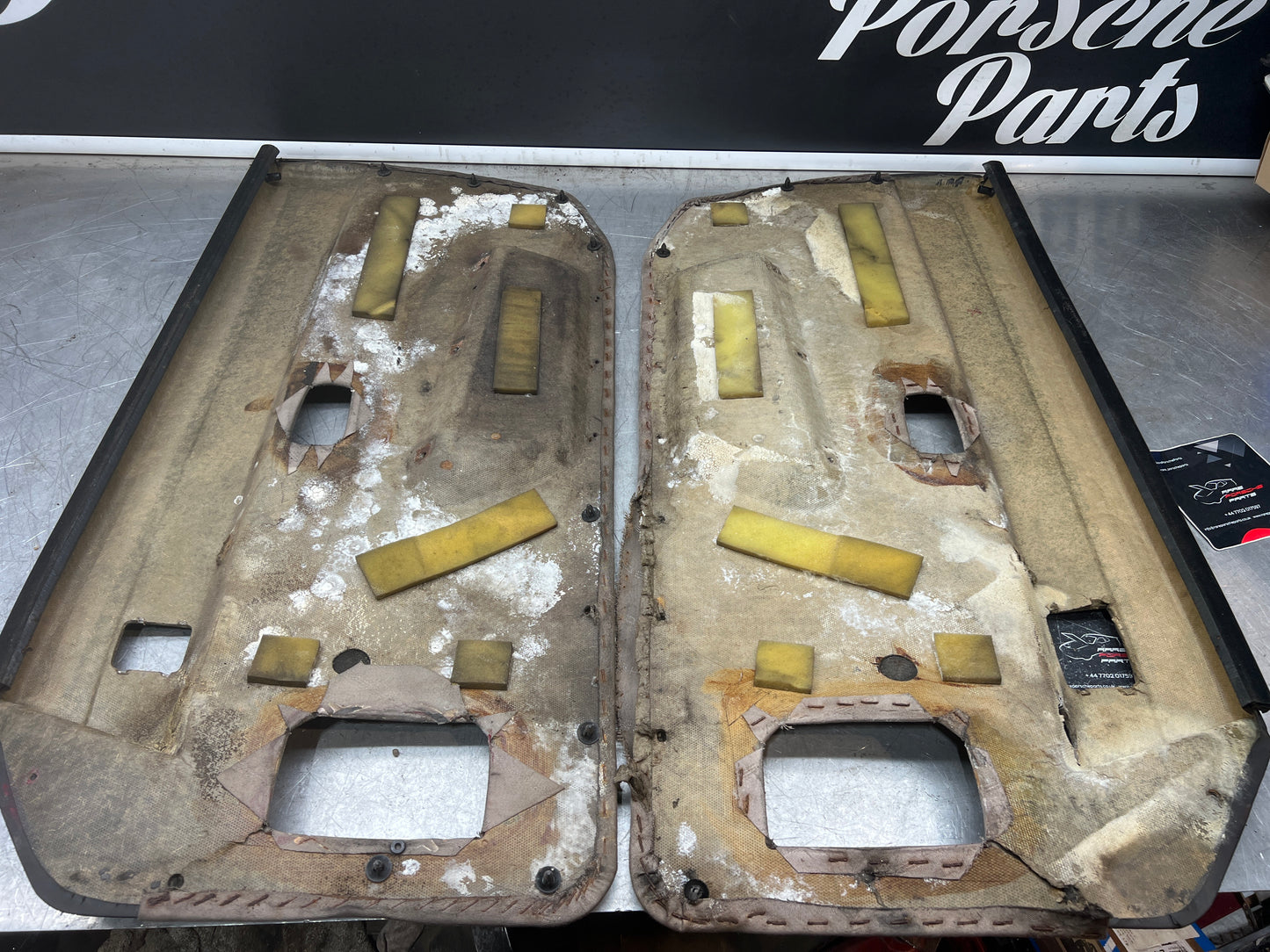 Porsche 924 944 -85.5 pair of Used RHD Porsche scripted door cards, 478867011 / 478867012 used spares or repairs