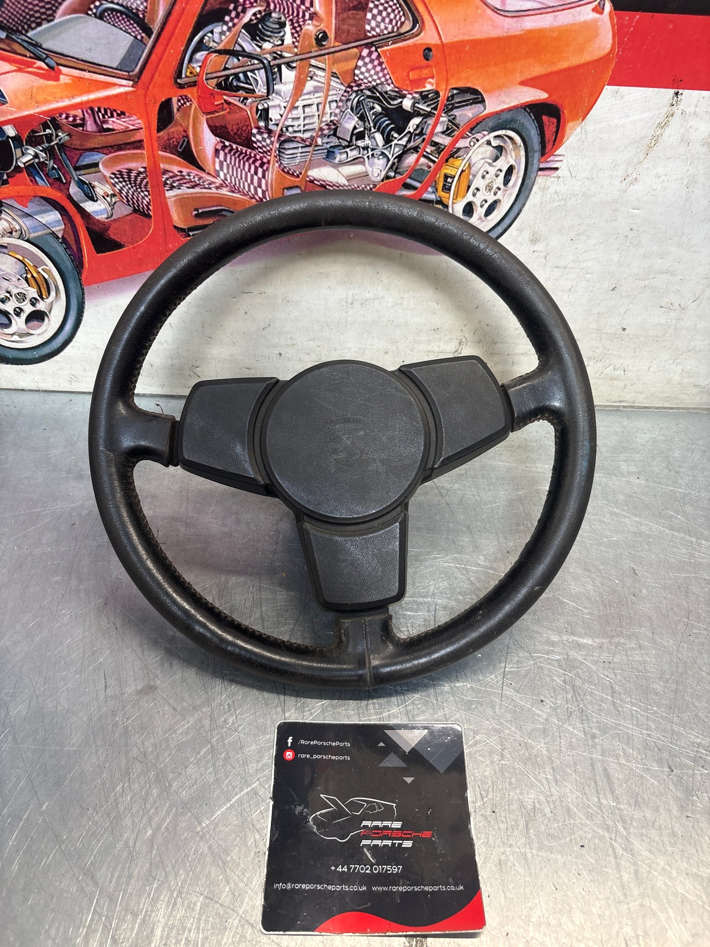 Porsche 924/944 3 Spoke Steering Wheel, black, used