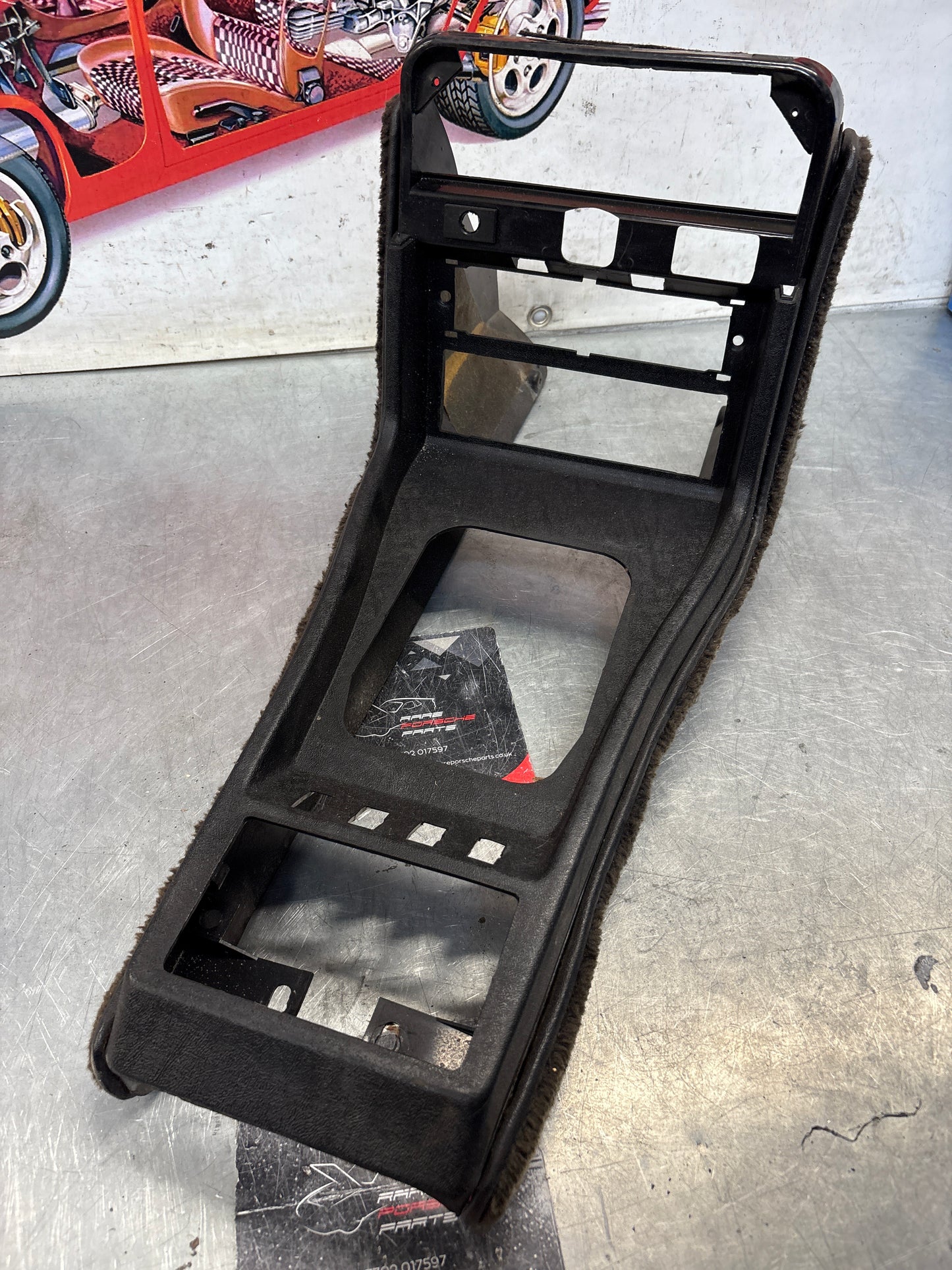 Porsche 924 centre console black, no switch holes 477857951  used