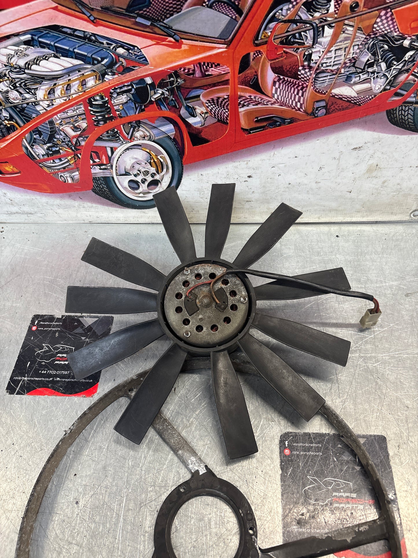 Porsche 928, 80- Air conditioner condenser  cooling  fan, genuine 92862410301 used