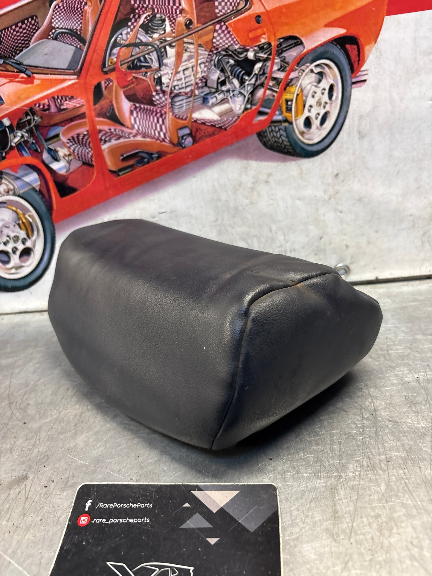 Porsche 928 rear right seat upper cushion, leather, blue, used 92852204650